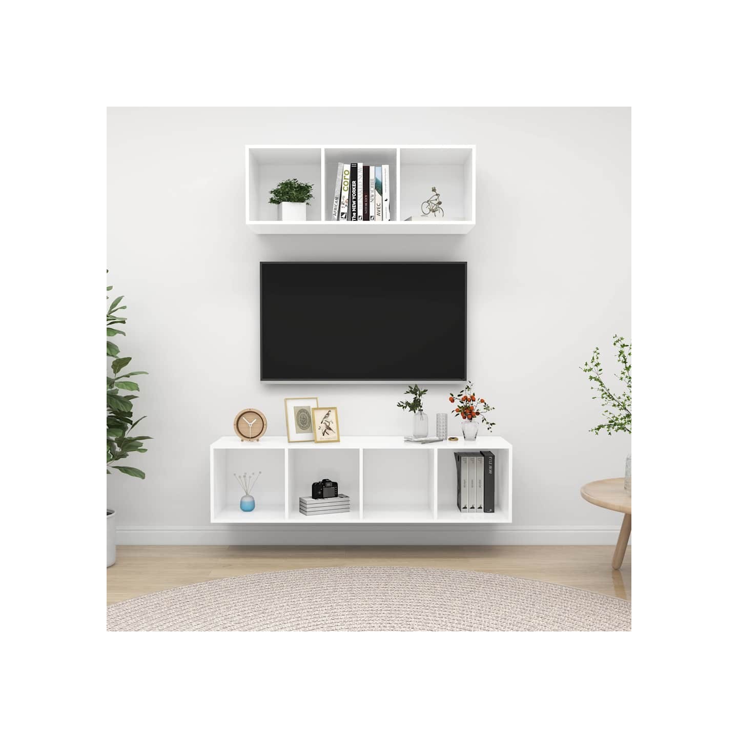 Ensemble de meuble TV 2 pcs Blanc Bois d'ingénierie