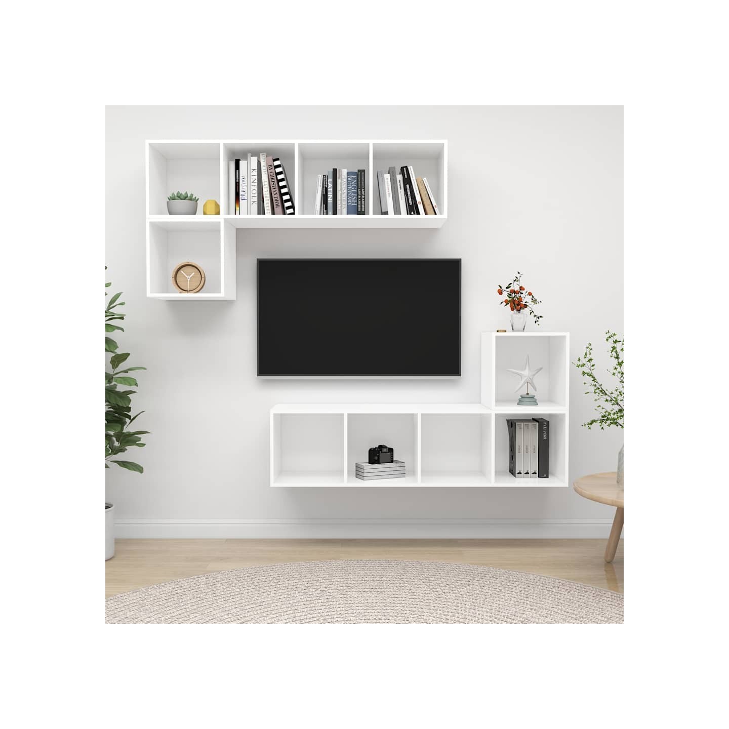 Ensemble de meuble TV 4 pcs Blanc Bois d'ingénierie