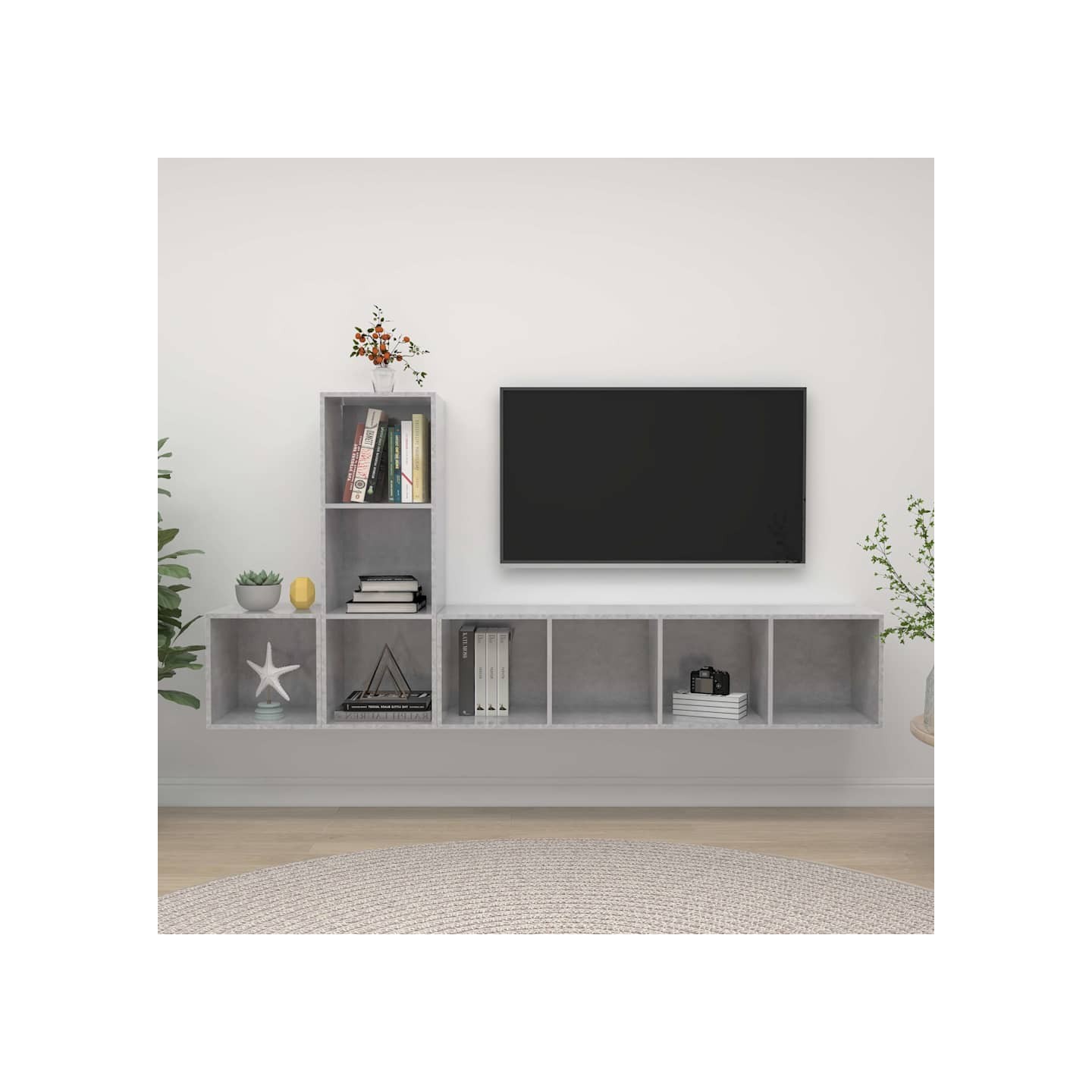 Ensemble de meuble TV 3 pcs Gris béton Bois d'ingénierie