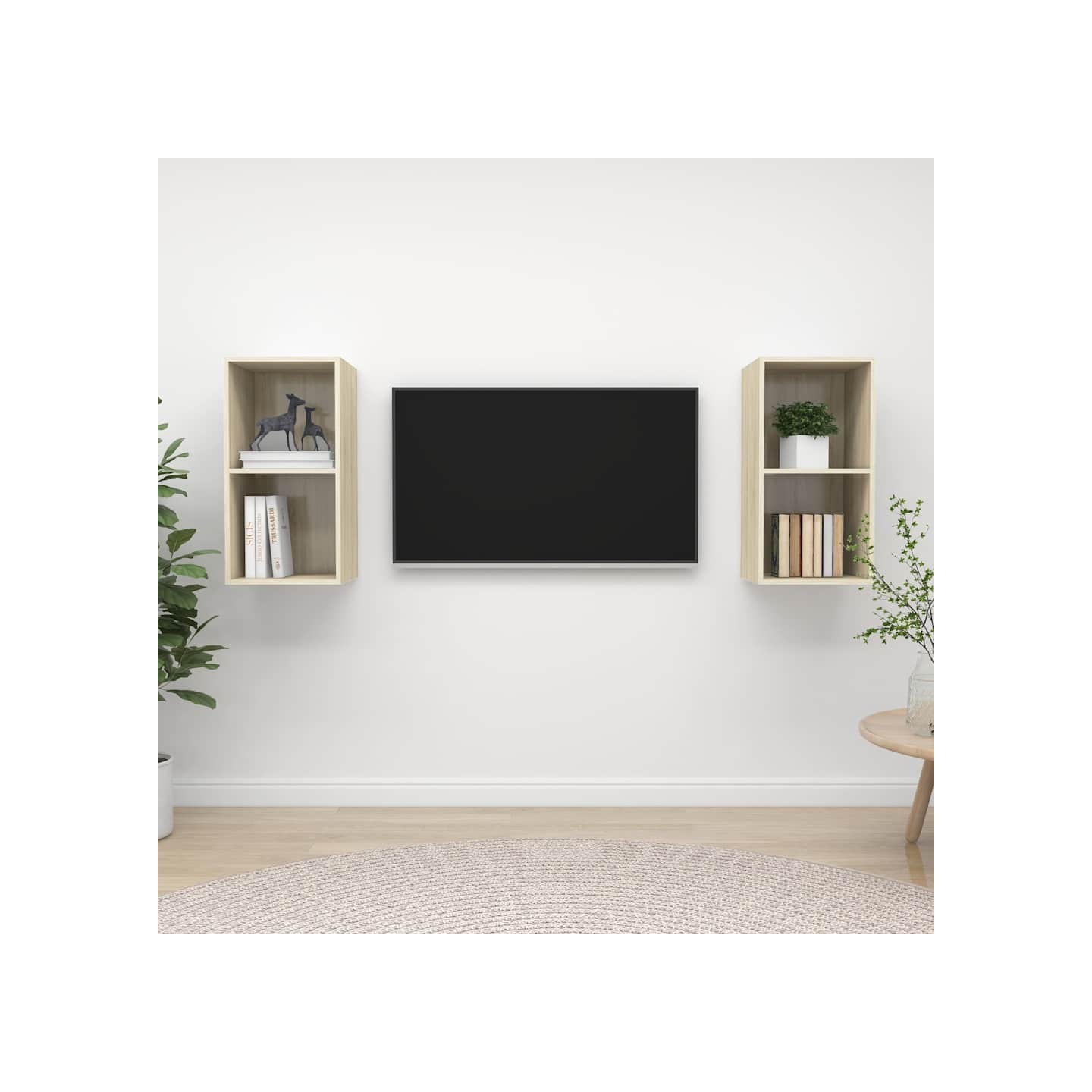Meubles TV muraux 2 pcs Chêne sonoma Bois d'ingénierie