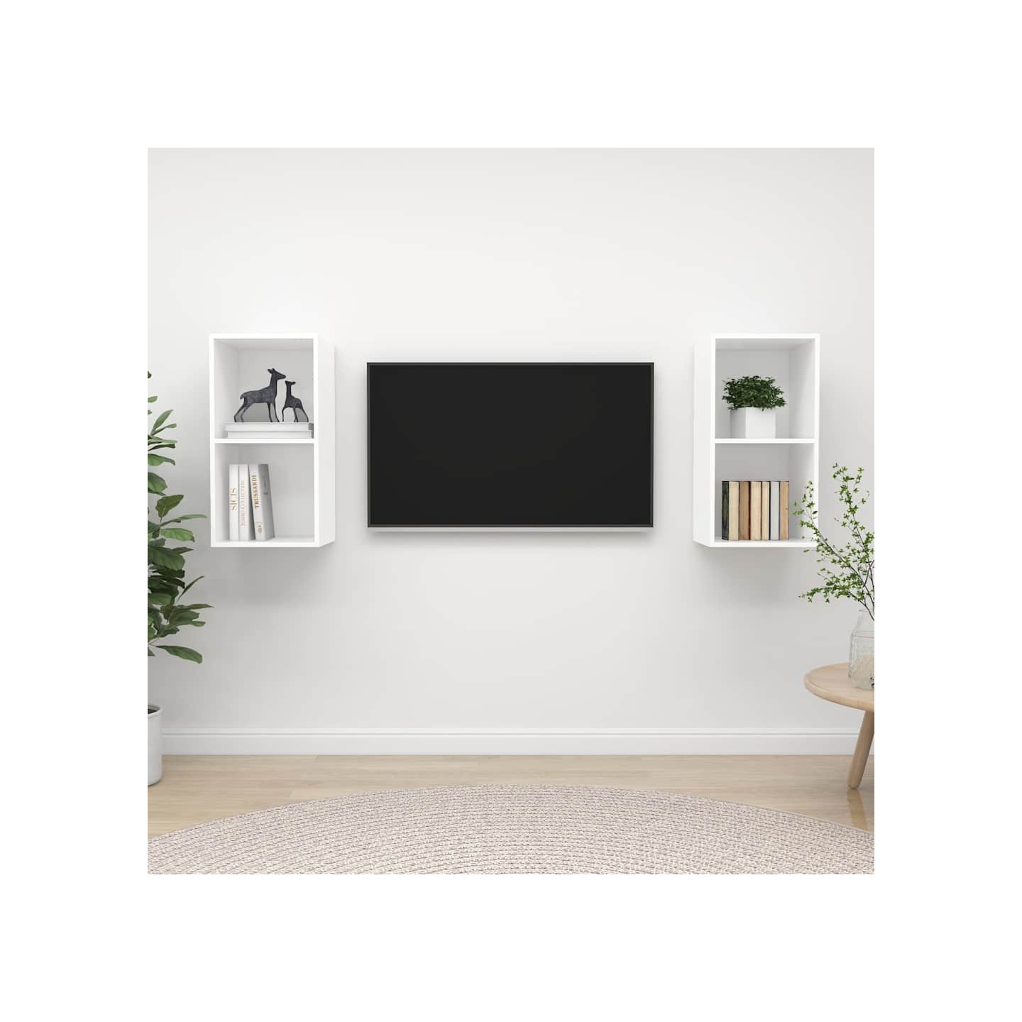 Meubles TV muraux 2 pcs Blanc Bois d'ingénierie