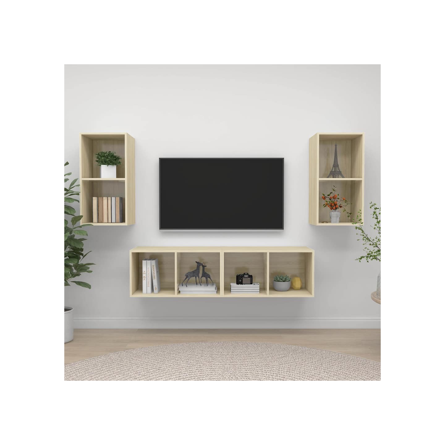 Meubles TV muraux 4 pcs Chêne sonoma Bois d'ingénierie