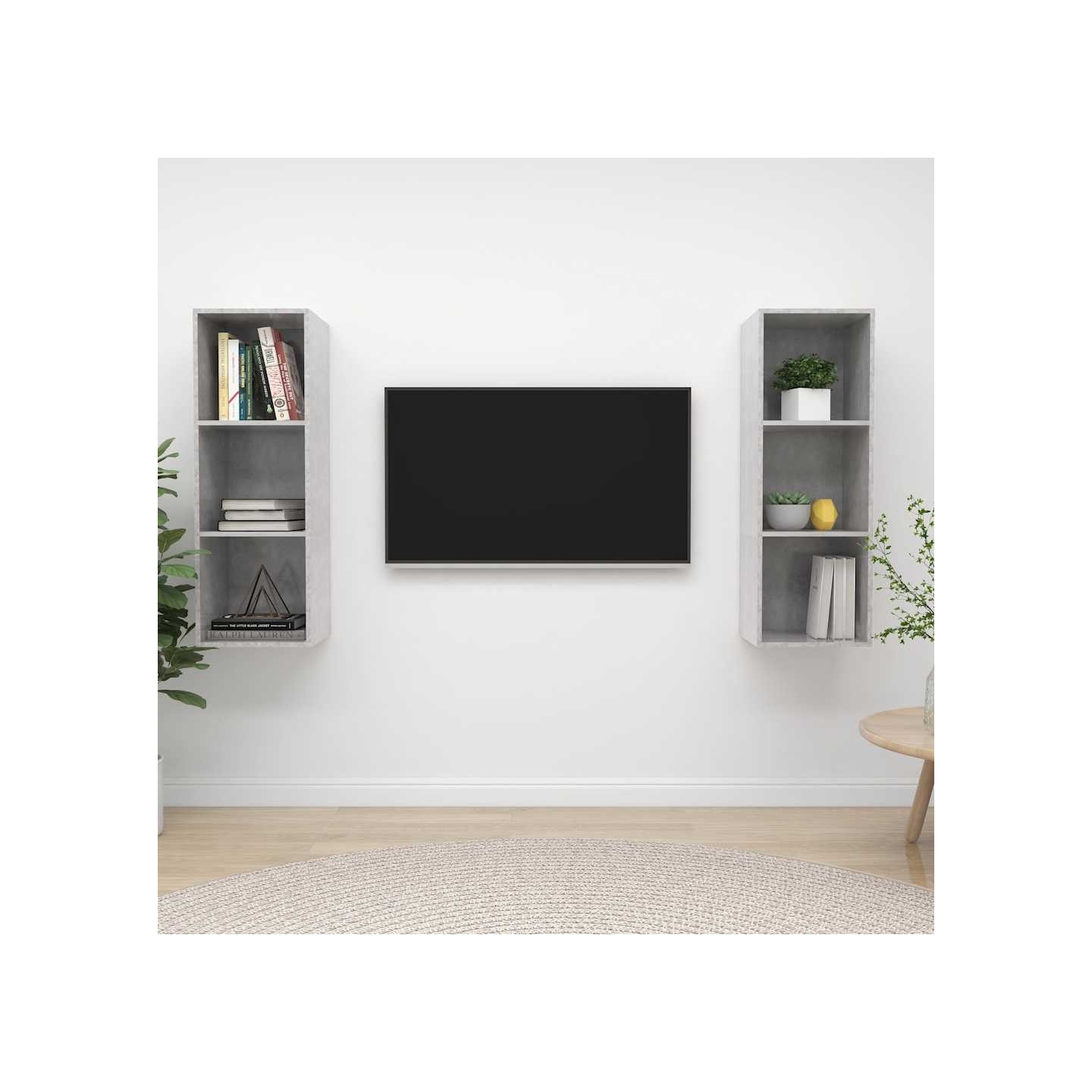 Meubles TV muraux 2 pcs Gris béton Bois d'ingénierie