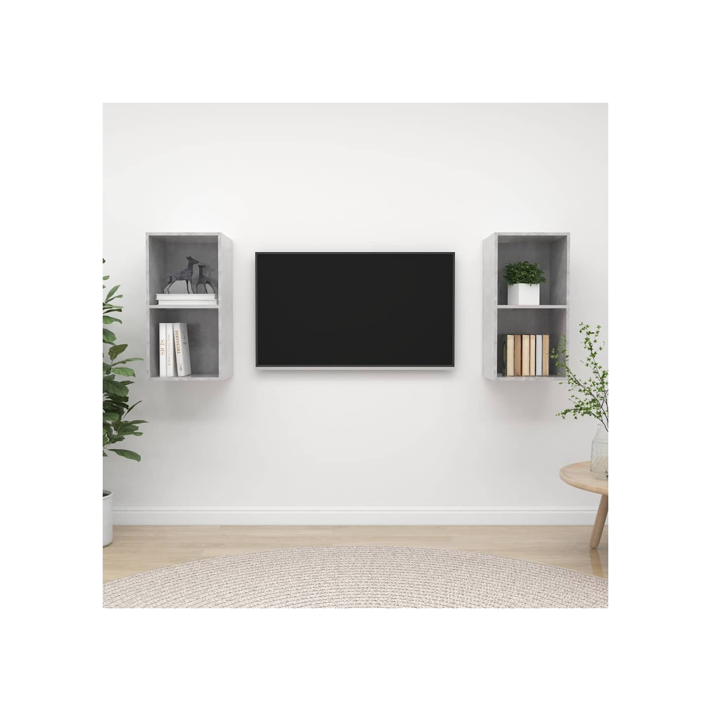 Meubles TV muraux 2 pcs Gris béton Bois d'ingénierie
