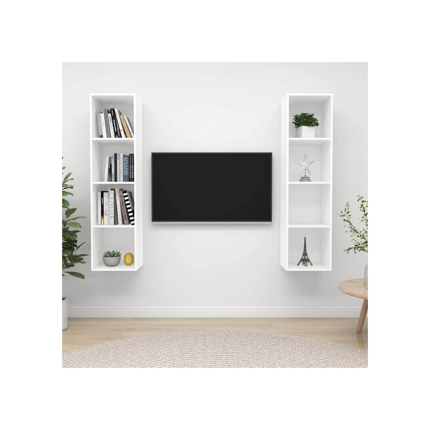 Meubles TV muraux 2 pcs Blanc Bois d'ingénierie
