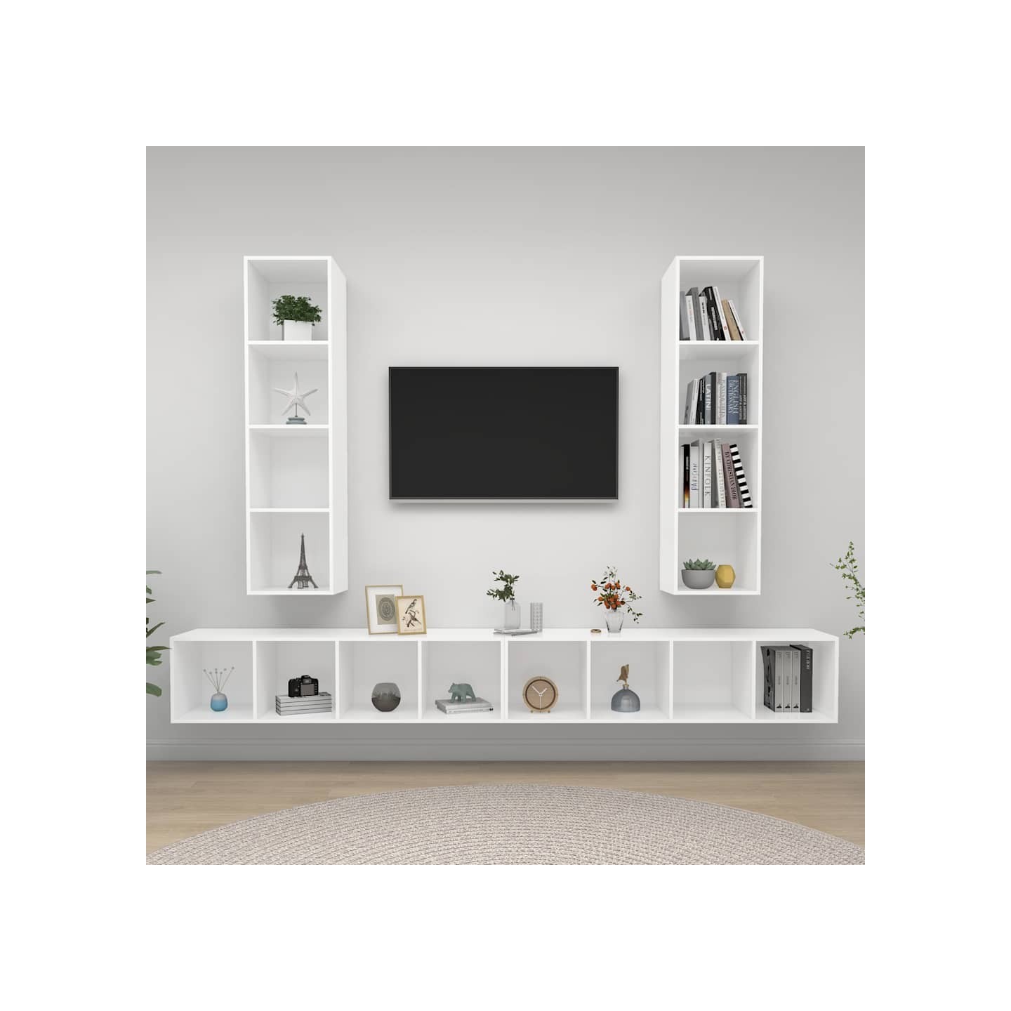 Meubles TV muraux 4 pcs Blanc Bois d'ingénierie