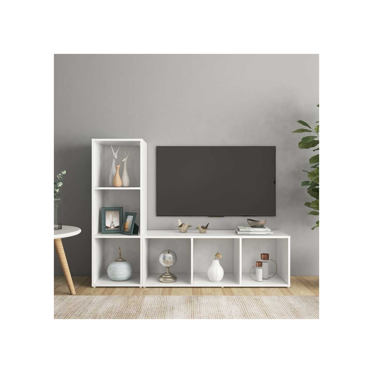 Meubles TV 2 pcs Blanc 107x35x37 cm Bois d'ingénierie