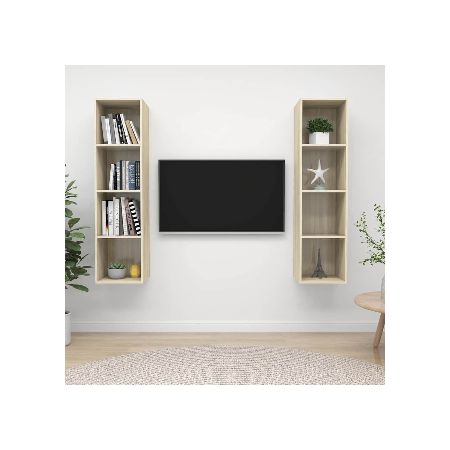 Meubles TV muraux 2 pcs Chêne sonoma Bois d'ingénierie