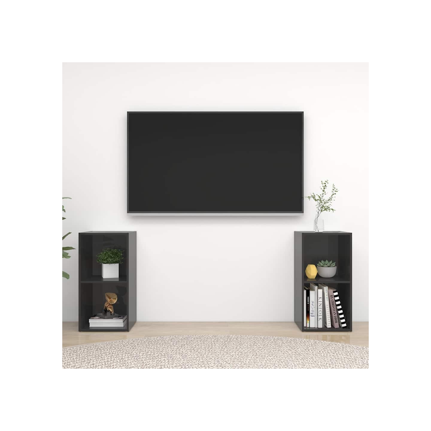 Meubles TV 2 pcs Gris brillant 72x35x36,5 cm Bois d'ingénierie