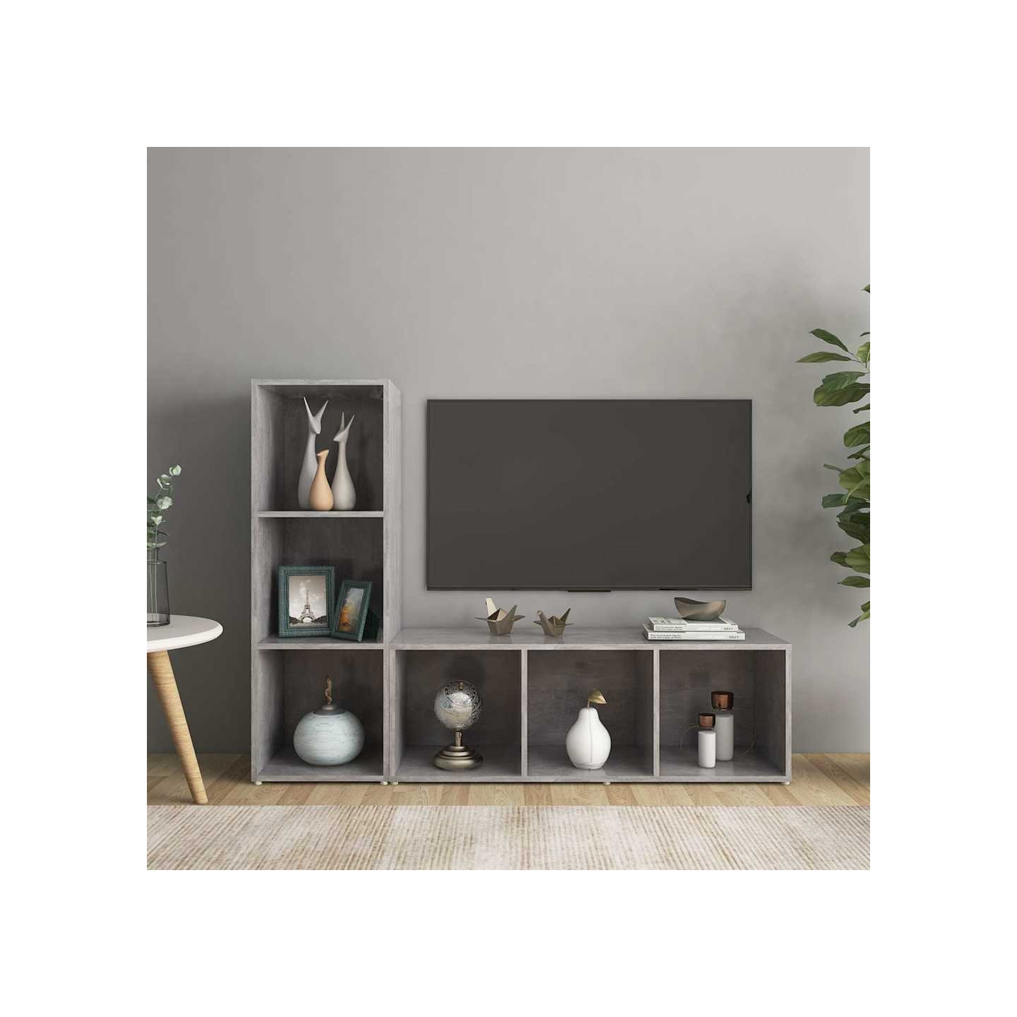 Meubles TV 2 pcs Gris béton 107x35x37 cm Bois d'ingénierie