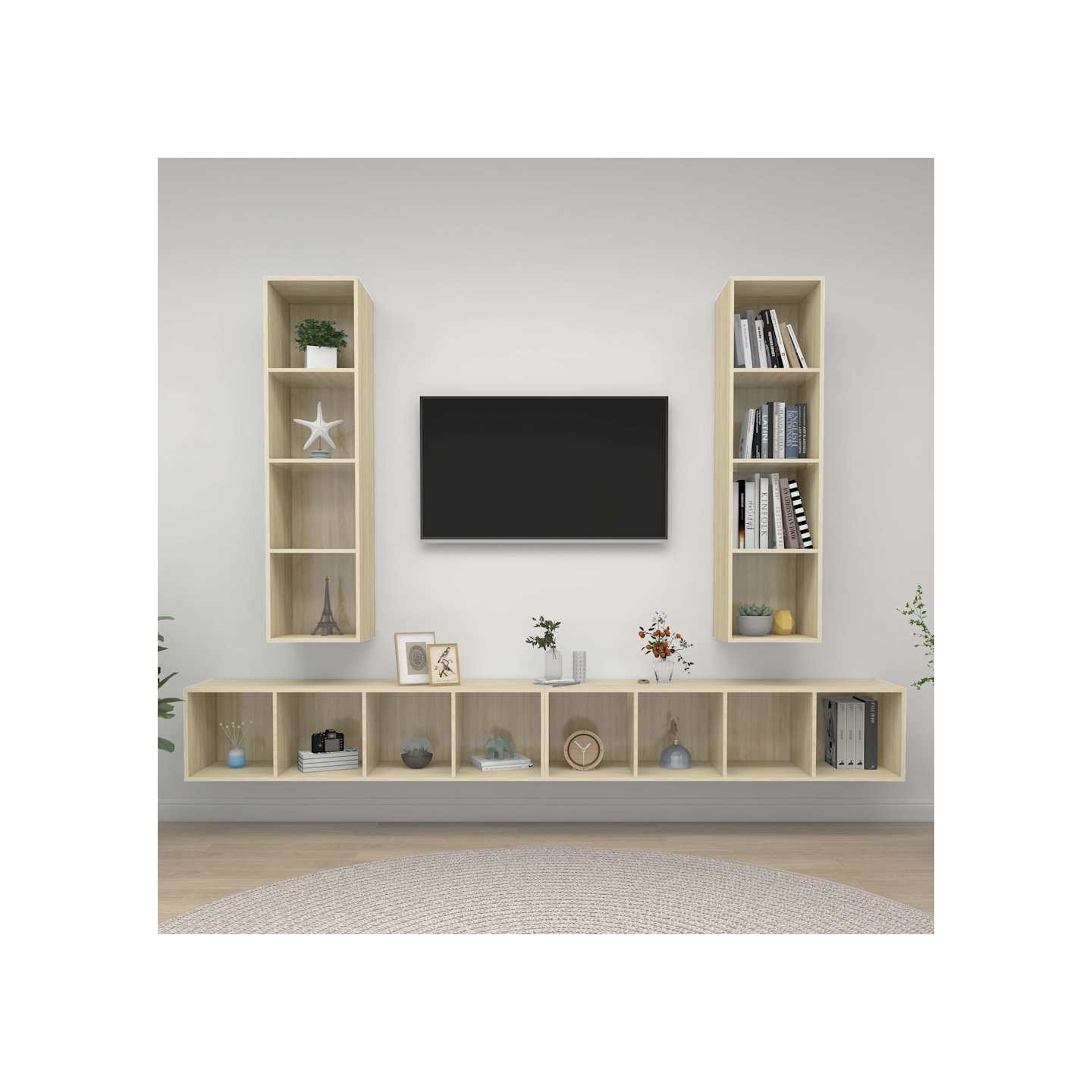 Meubles TV muraux 4 pcs Chêne sonoma Bois d'ingénierie