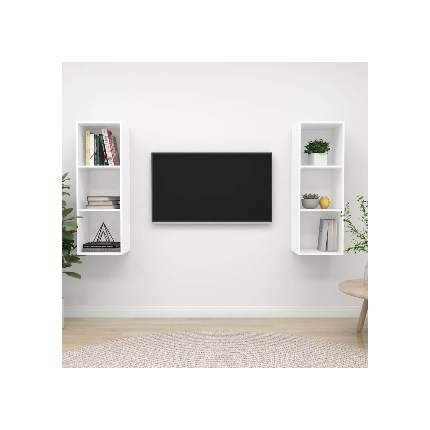 Meubles TV muraux 2 pcs Blanc Bois d'ingénierie