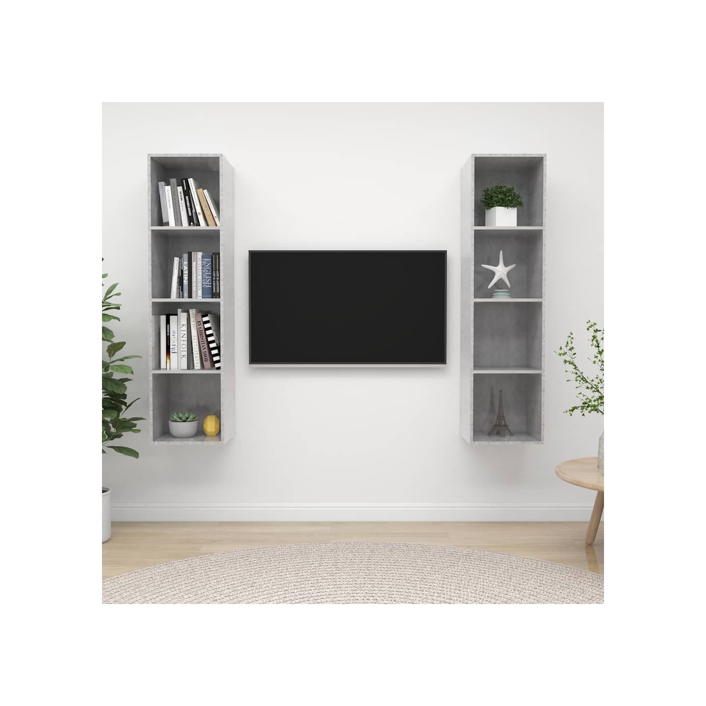 Meubles TV muraux 2 pcs Gris béton Bois d'ingénierie