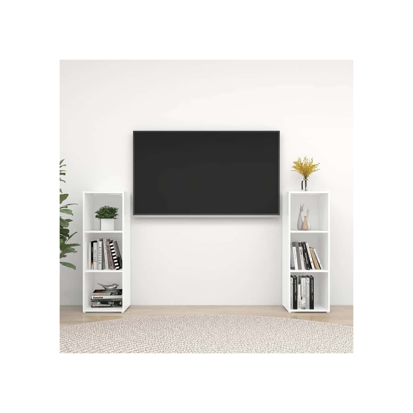 Meubles TV 2 pcs Blanc 107x35x37 cm Bois d'ingénierie