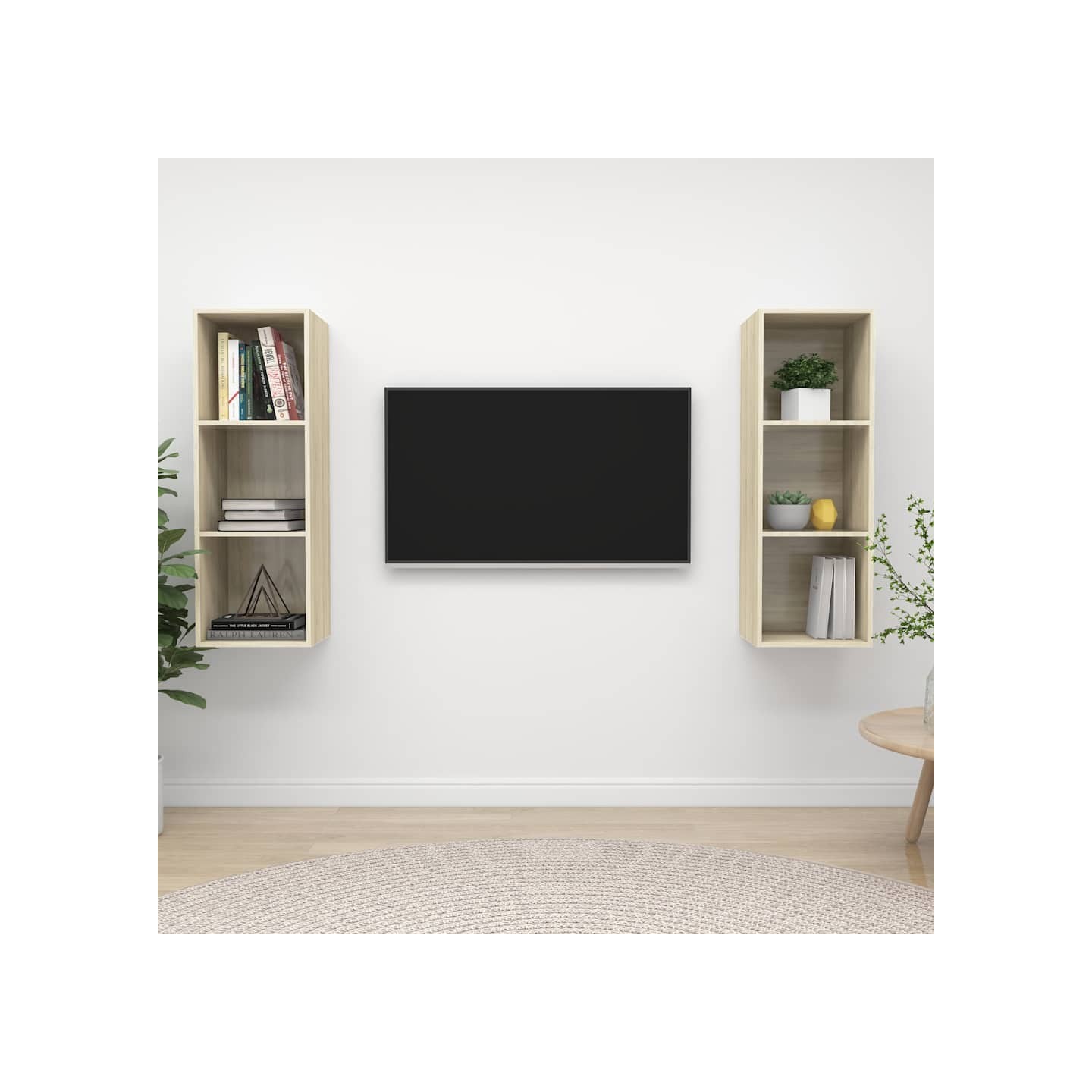 Meubles TV muraux 2 pcs Chêne sonoma Bois d'ingénierie