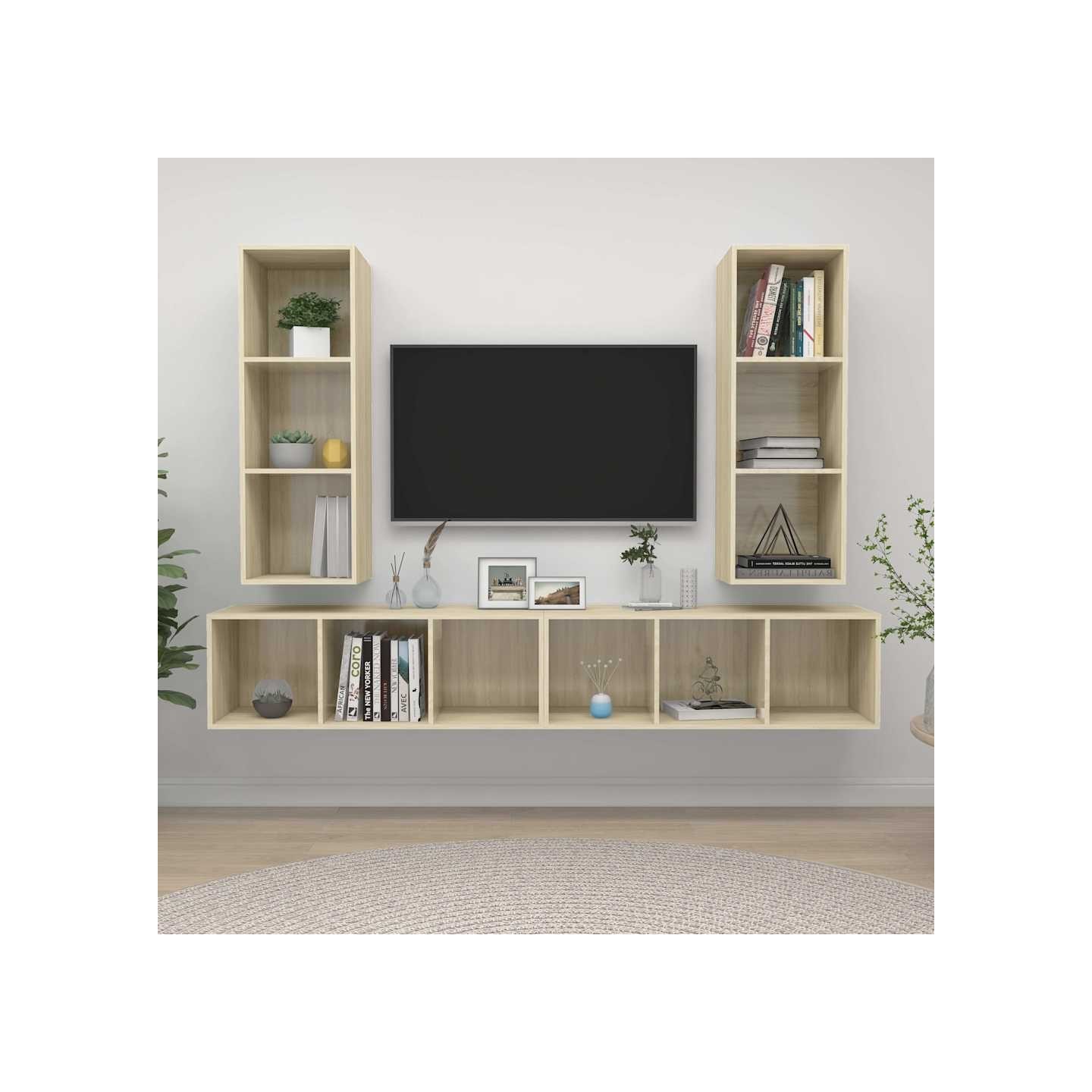Meubles TV muraux 4 pcs Chêne sonoma Bois d'ingénierie