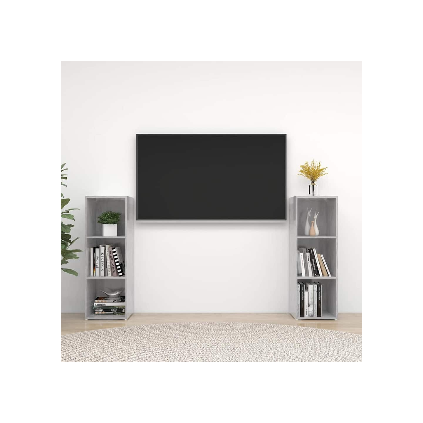Meubles TV 2 pcs Gris béton 107x35x37 cm Bois d'ingénierie