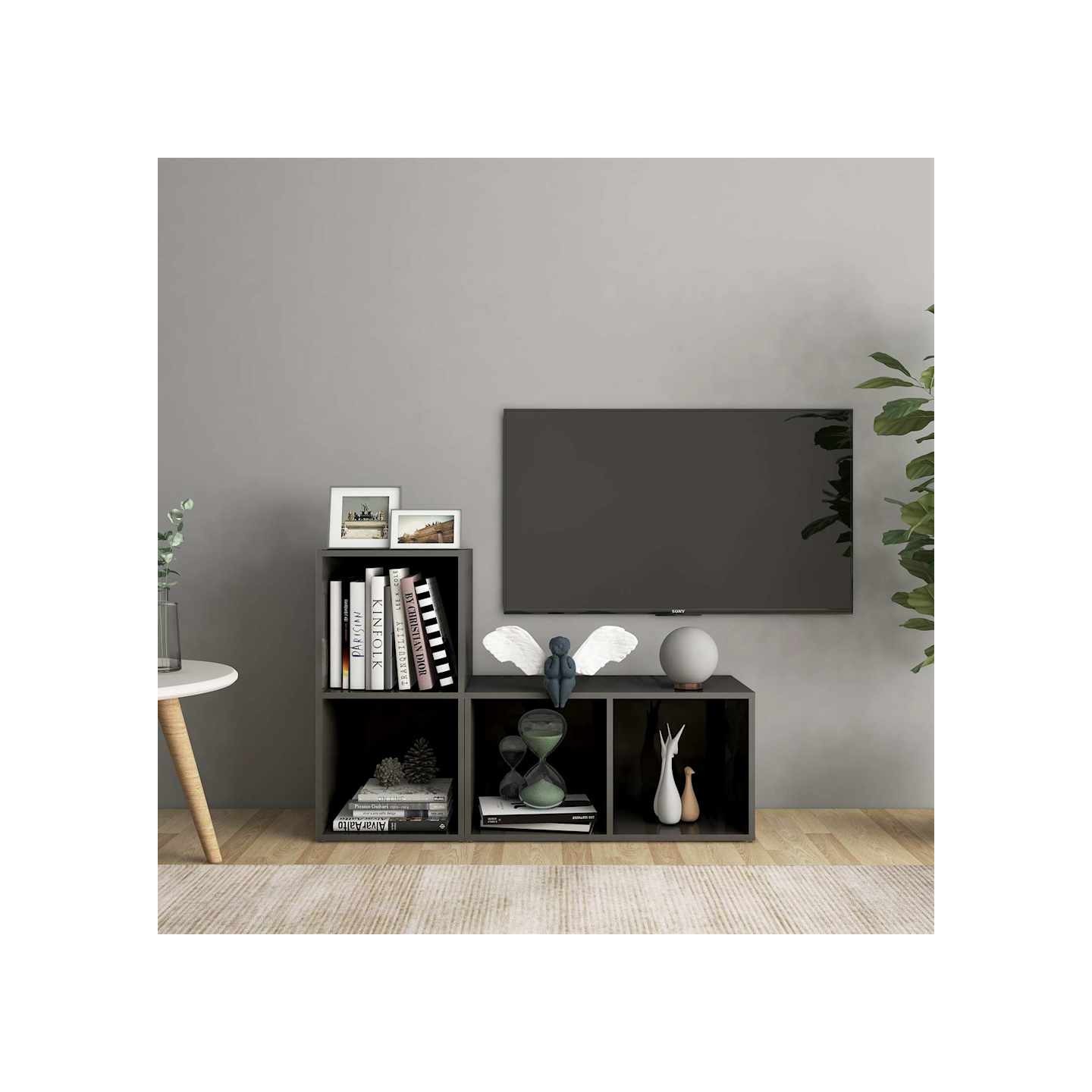 Meubles TV 2 pcs Gris brillant 72x35x36,5 cm Bois d'ingénierie
