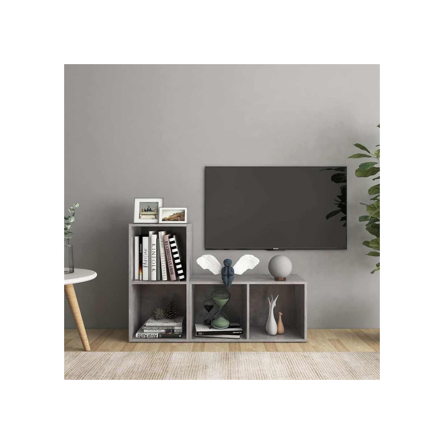 Meubles TV 2 pcs Gris béton 72x35x36,5 cm Bois d'ingénierie