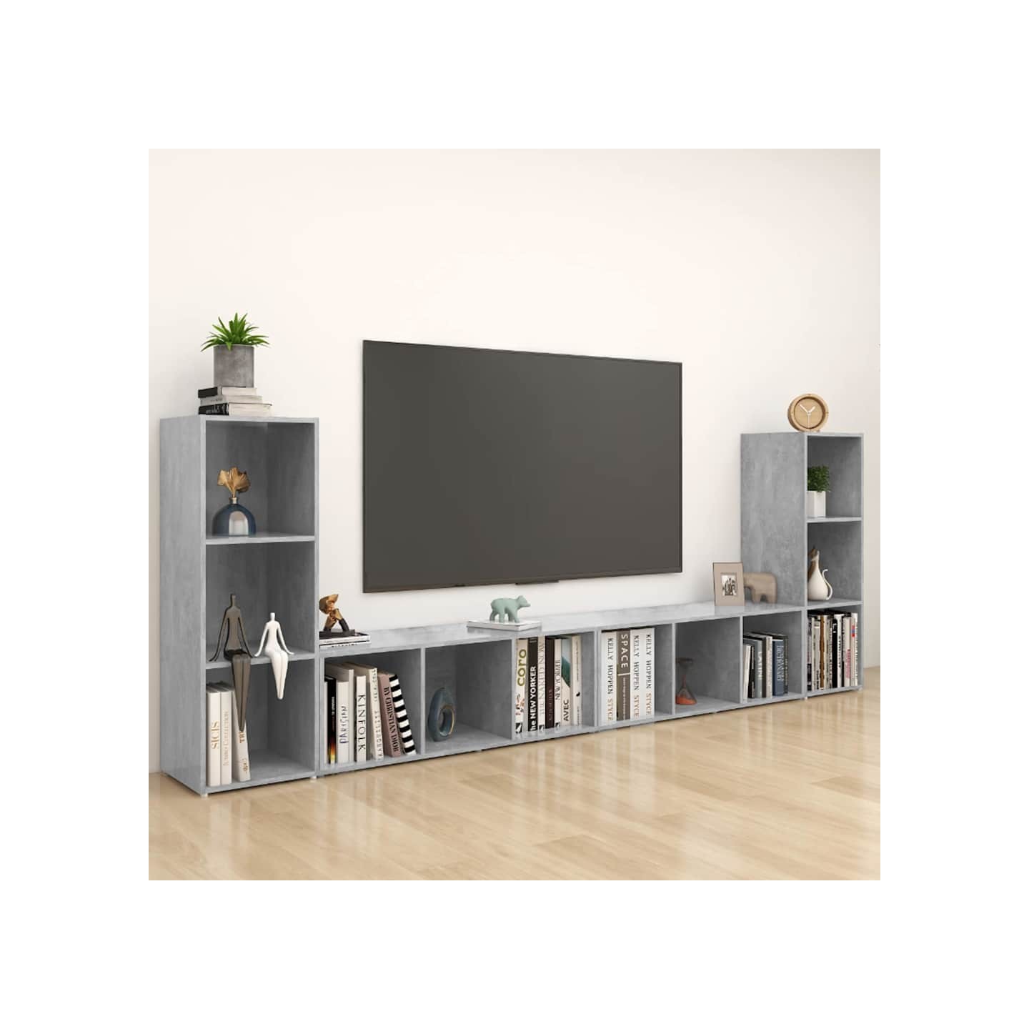 Meubles TV 4 pcs Gris béton 107x35x37 cm Bois d'ingénierie