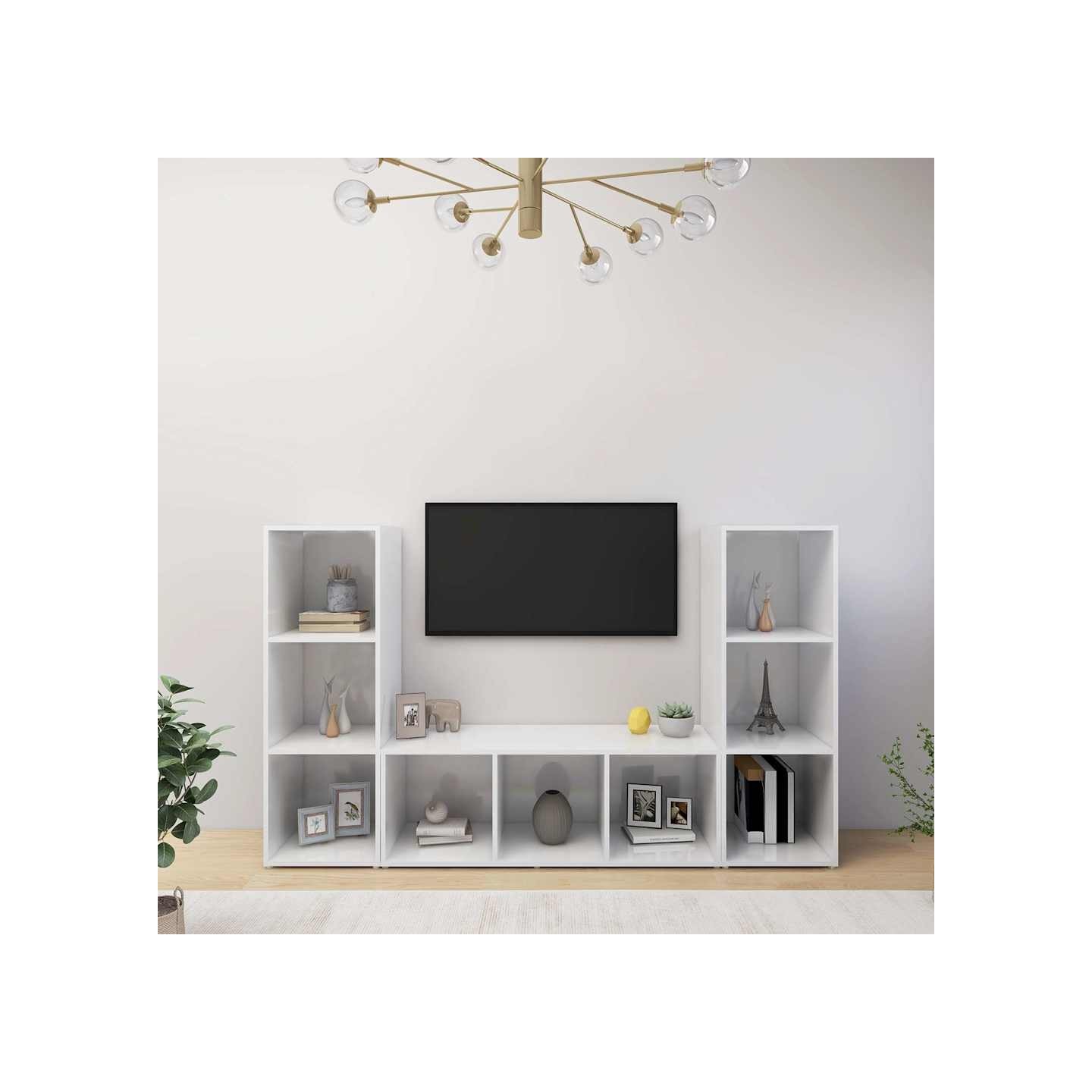 Meubles TV 3 pcs Blanc 107x35x37 cm Bois d'ingénierie