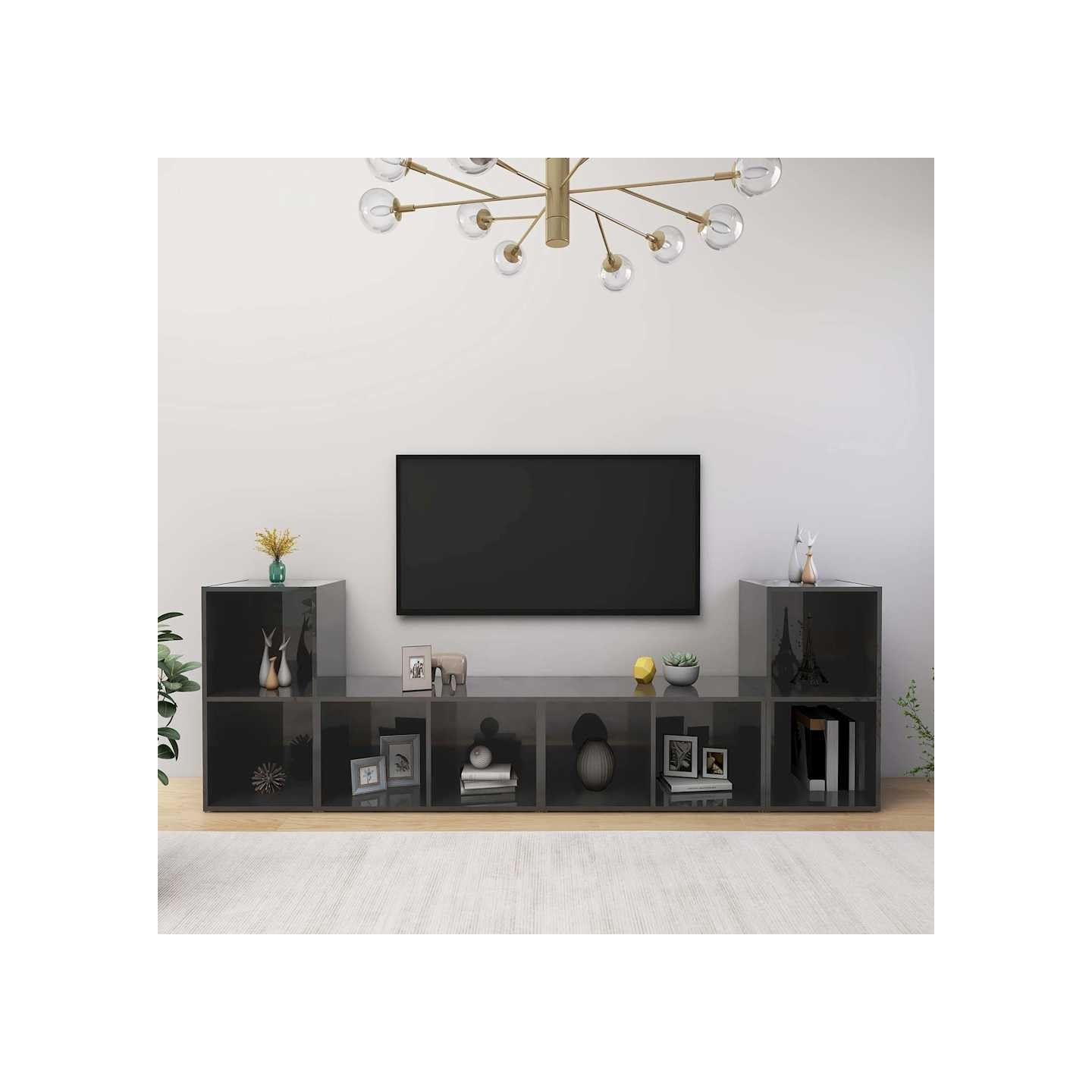 Meubles TV 4 pcs Gris brillant 72x35x36,5 cm Bois d'ingénierie