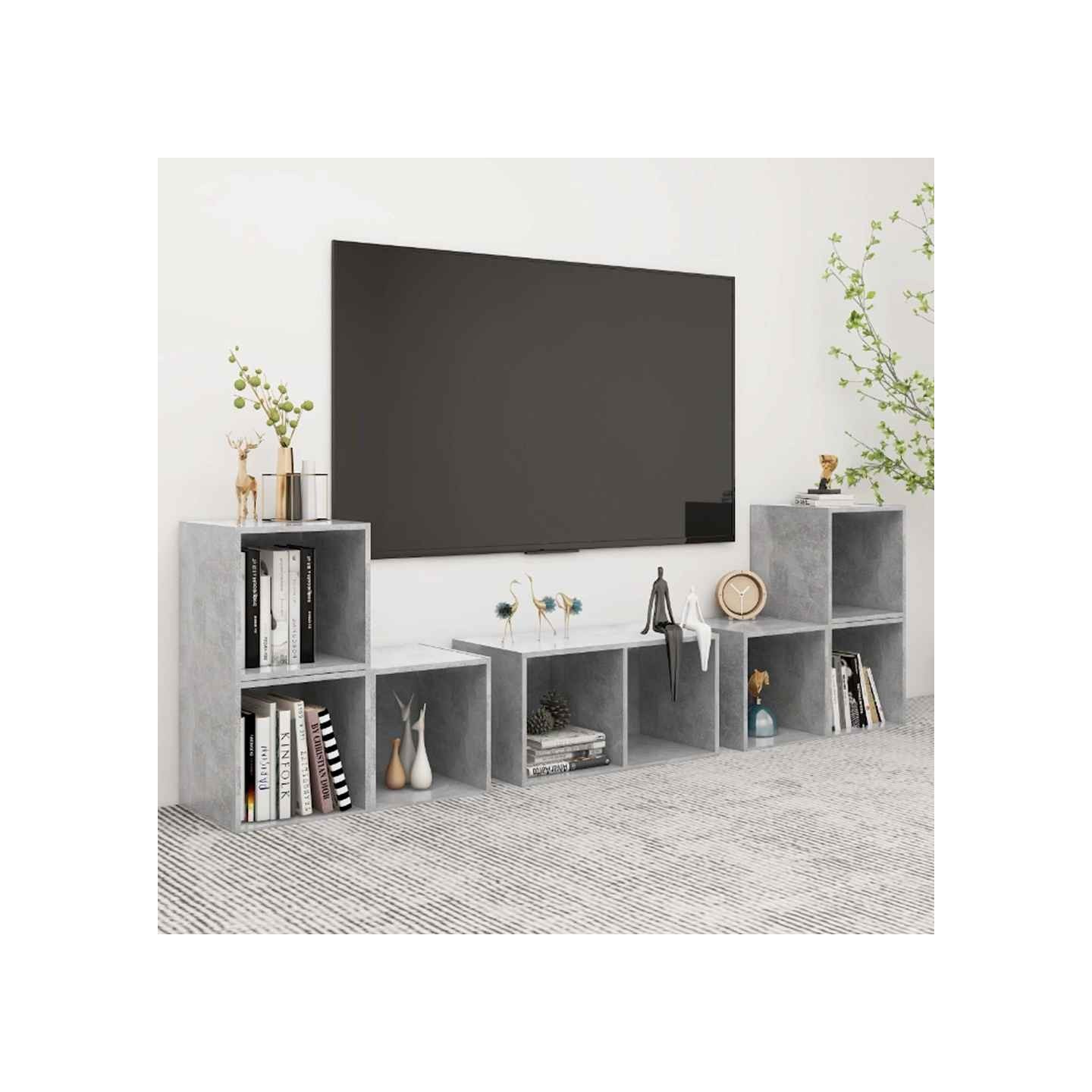 Ensemble de meubles TV 6 pcs Gris béton Bois d'ingénierie