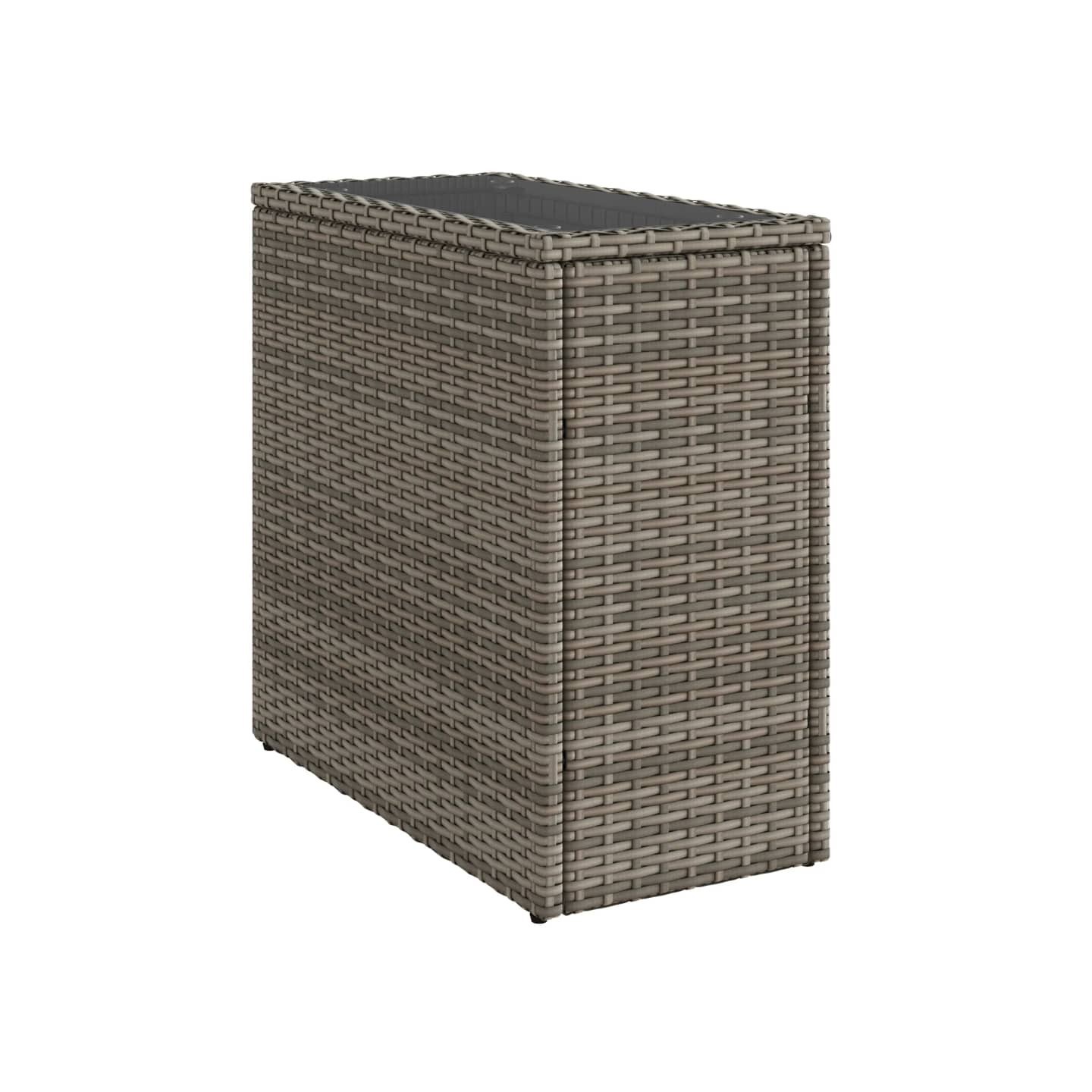 Table d'appoint de jardin avec dessus en verre gris rotin