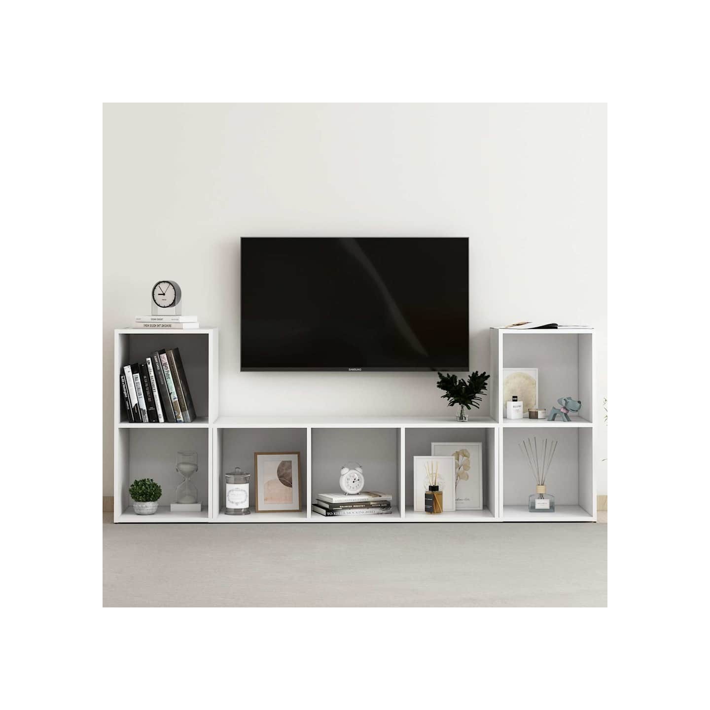 Ensemble de meubles TV 3 pcs Blanc Bois d'ingénierie