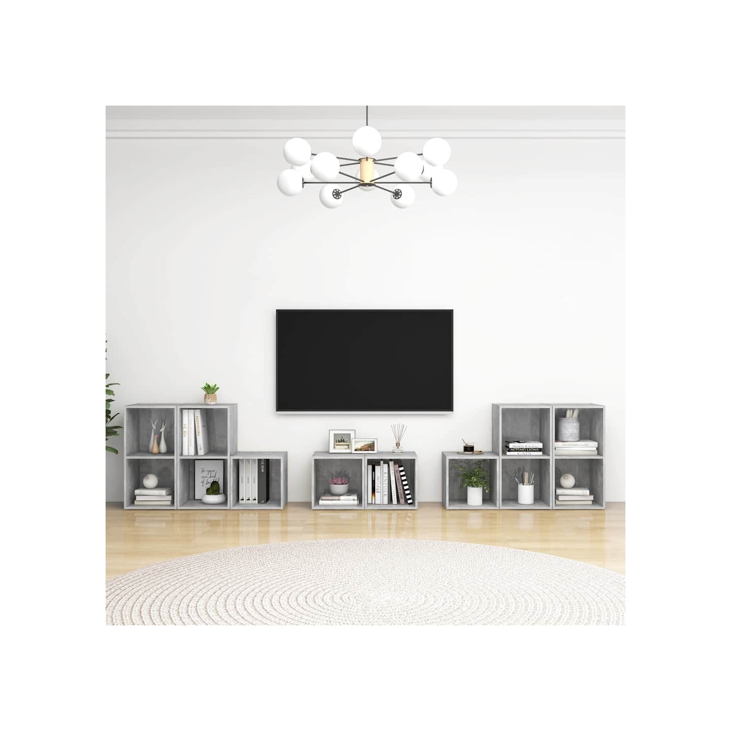 Ensemble de meubles TV 8 pcs Gris béton Bois d'ingénierie
