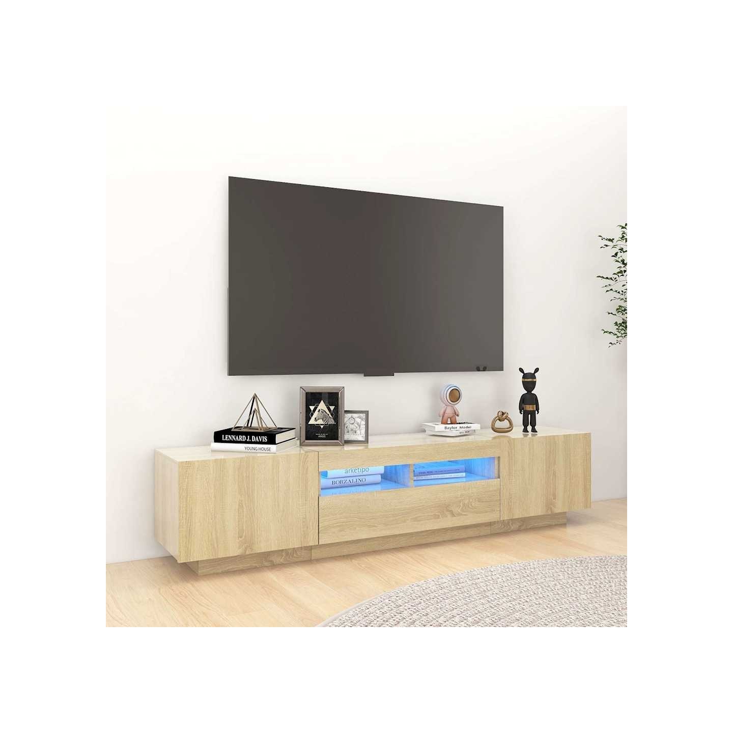 Meuble TV avec lumières LED Chêne sonoma 180x35x40 cm