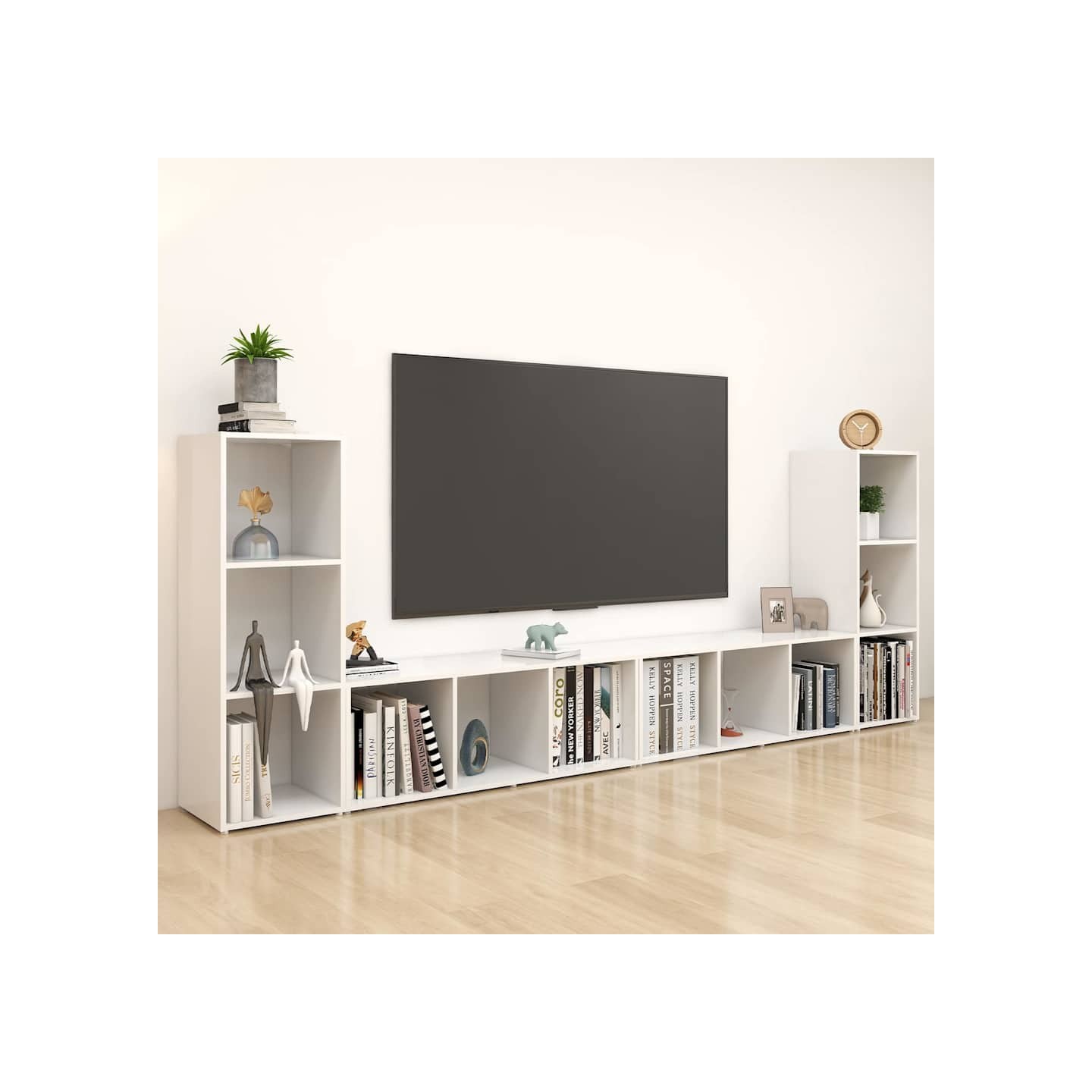Meubles TV 4 pcs Blanc 107x35x37 cm Bois d'ingénierie