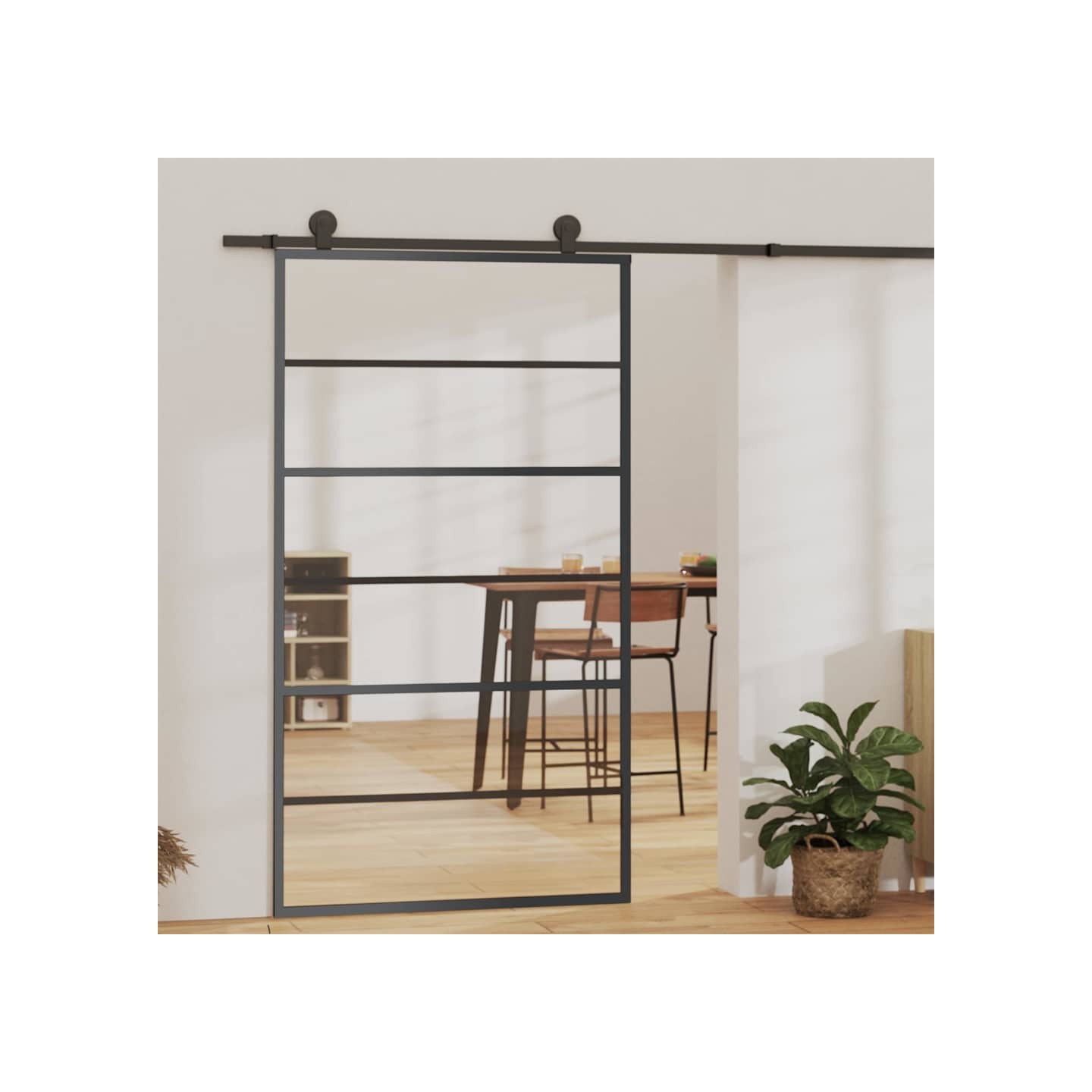 Porte coulissante et quincaillerie Verre et Aluminium 102x205cm