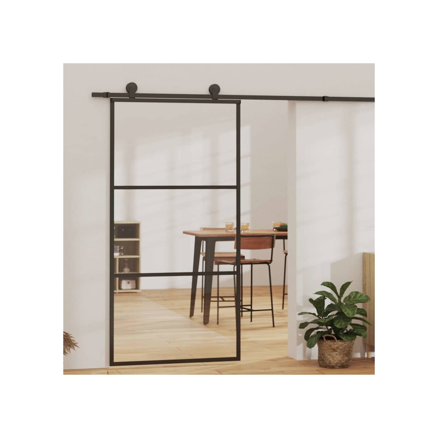 Porte coulissante et quincaillerie Verre et Aluminium 102x205cm