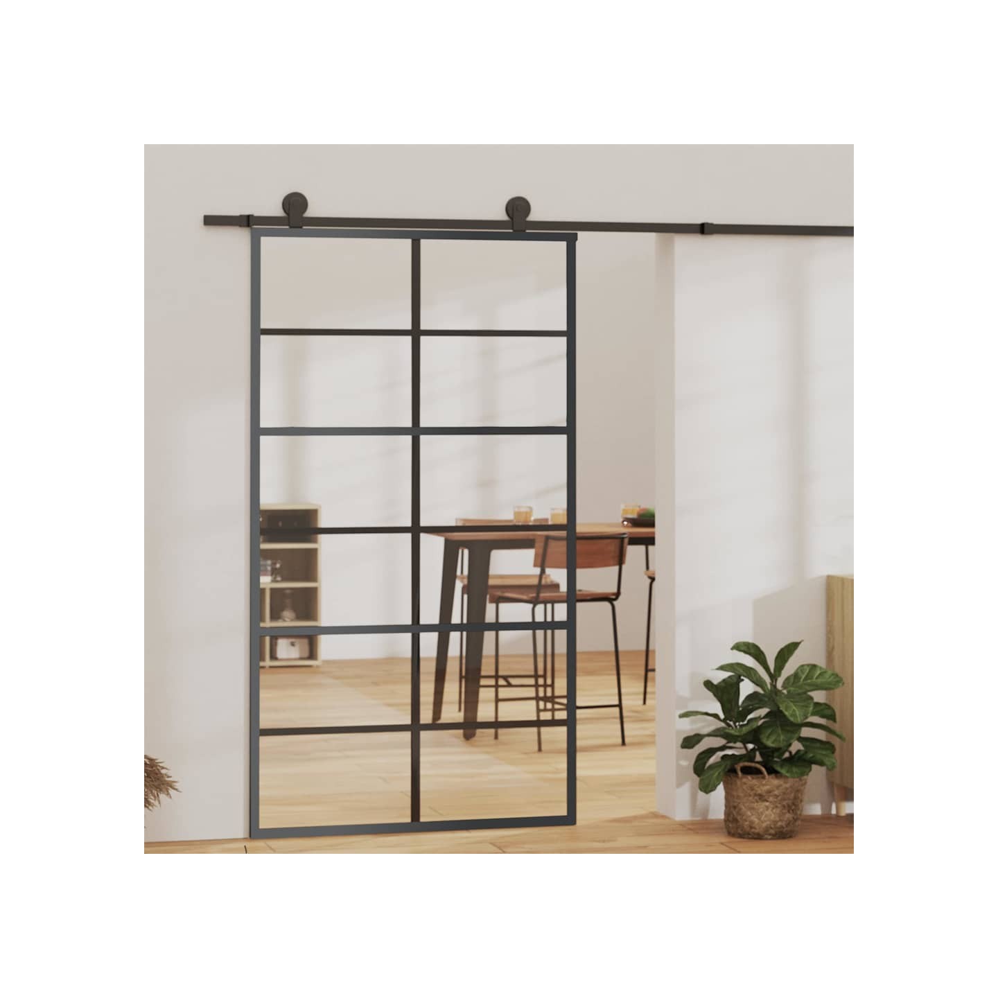 Porte coulissante et quincaillerie Verre et Aluminium 102x205cm