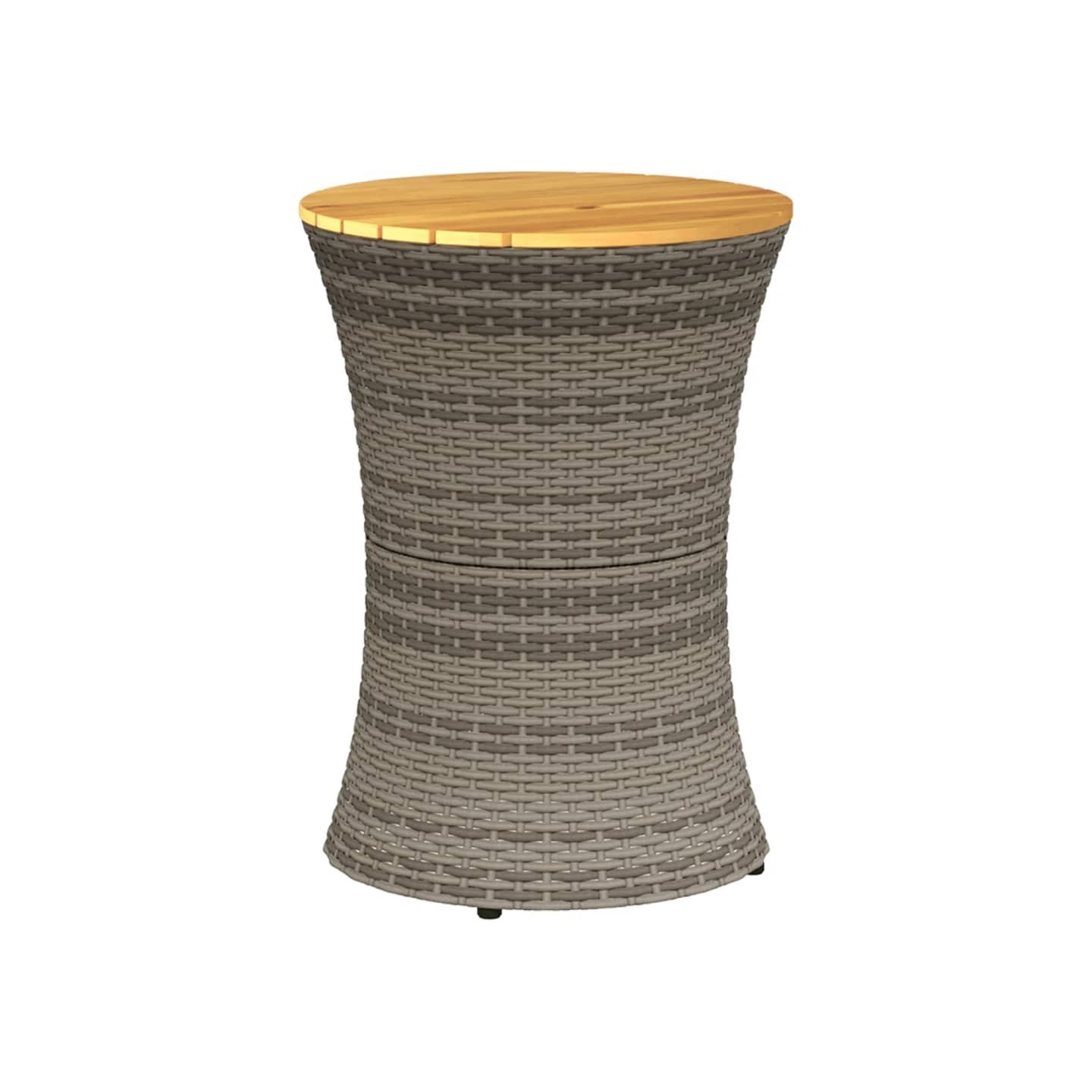 Table d'appoint de jardin forme tambour gris rotin bois massif