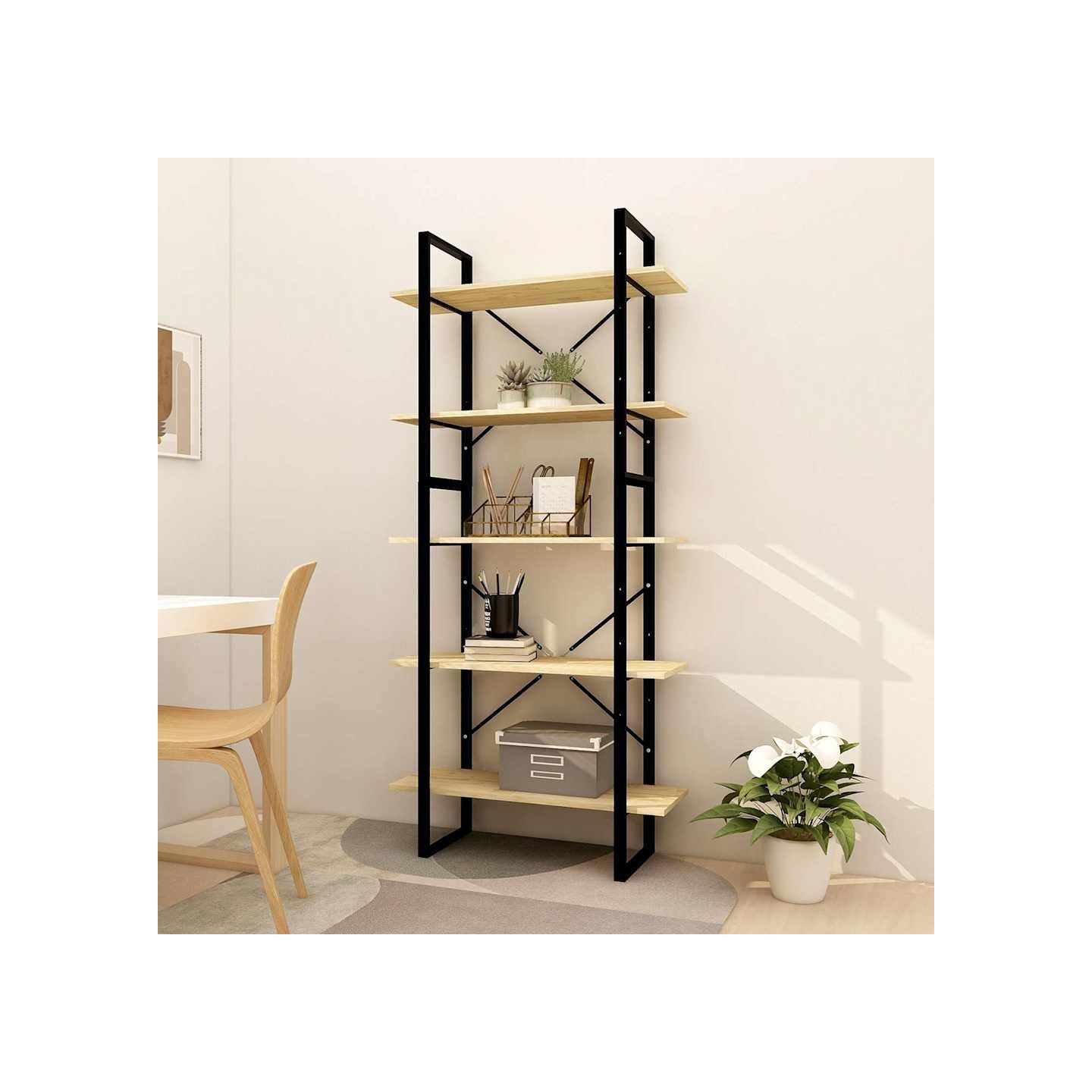 Bibliothèque à 5 niveaux 80x30x175 cm Bois de pin