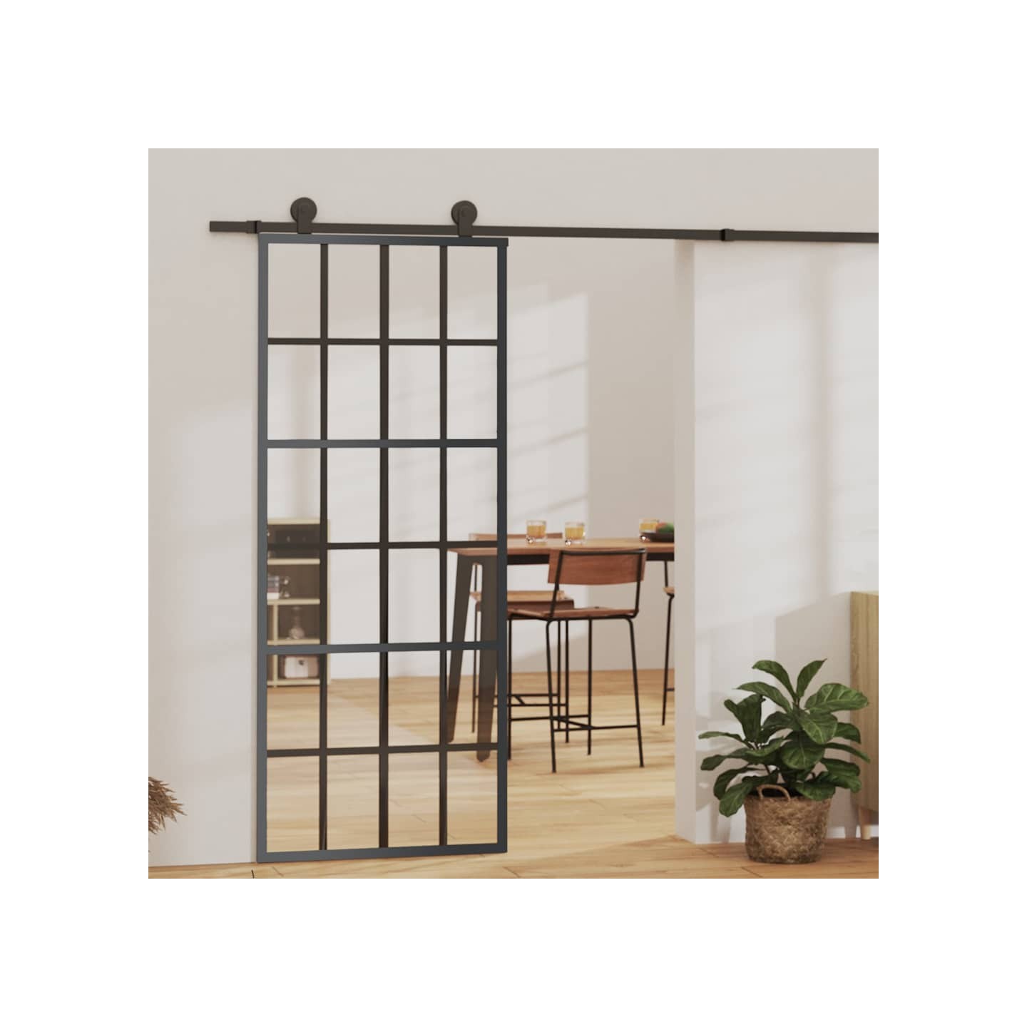 Porte coulissante et quincaillerie Verre ESG/Aluminium 76x205cm