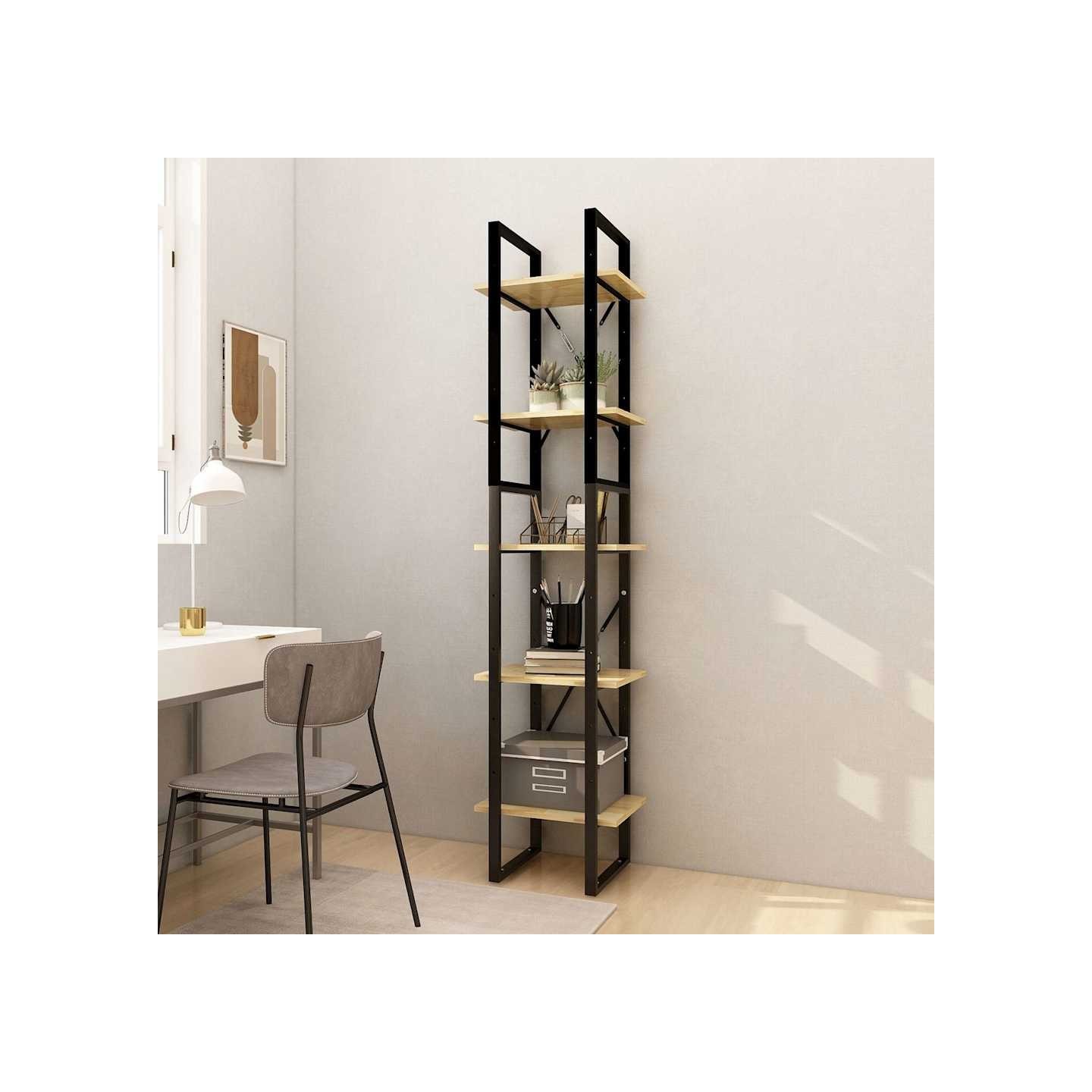 Bibliothèque à 5 niveaux 40x30x175 cm Bois de pin