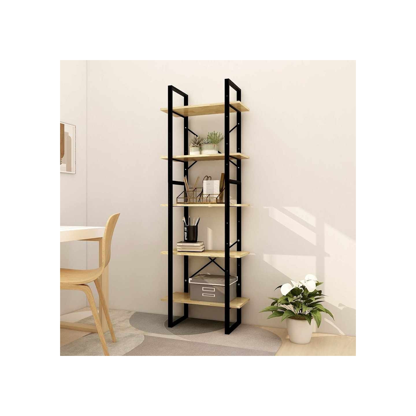 Bibliothèque à 5 niveaux 60x30x175 cm Bois de pin