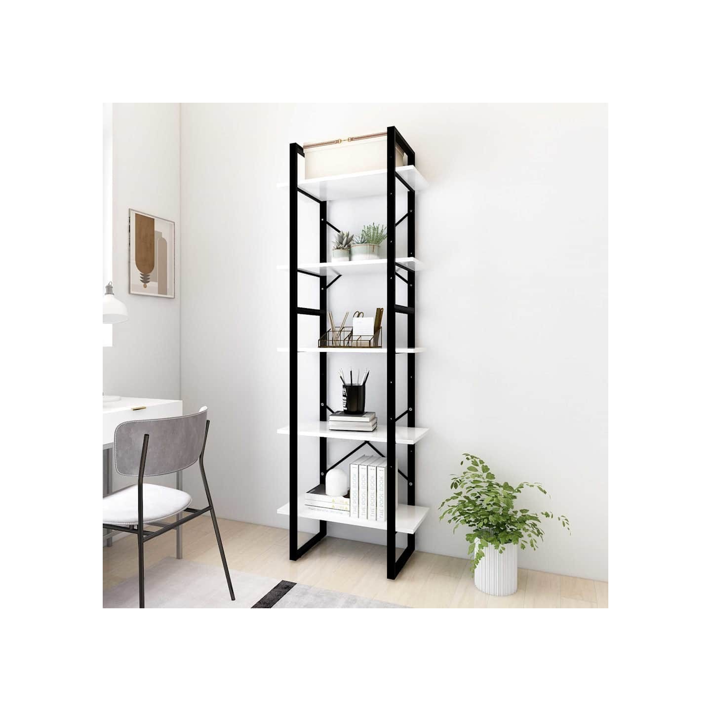 Bibliothèque à 5 niveaux Blanc 60x30x175 cm Bois ingénierie