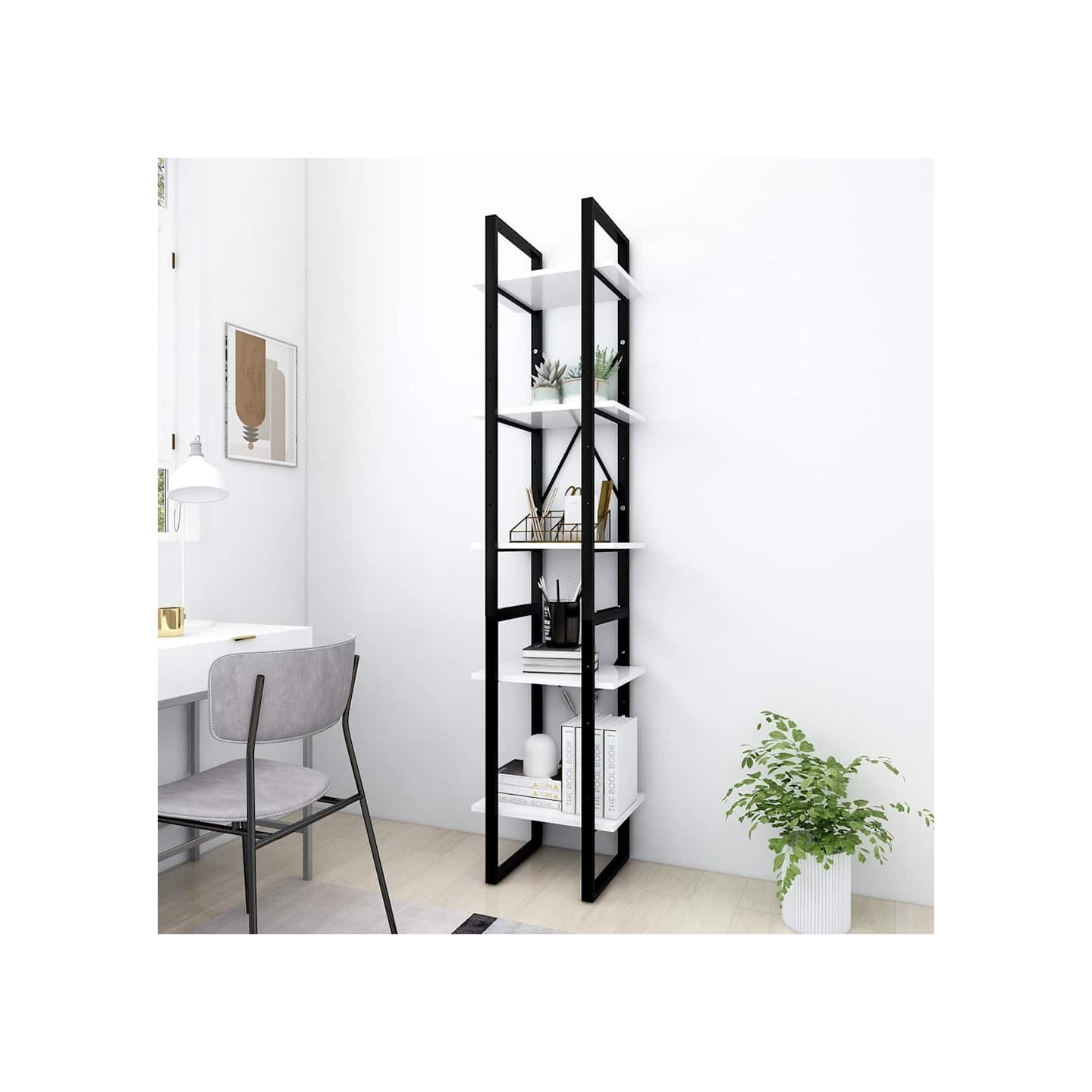 Bibliothèque à 5 niveaux Blanc 40x30x175 cm Bois ingénierie
