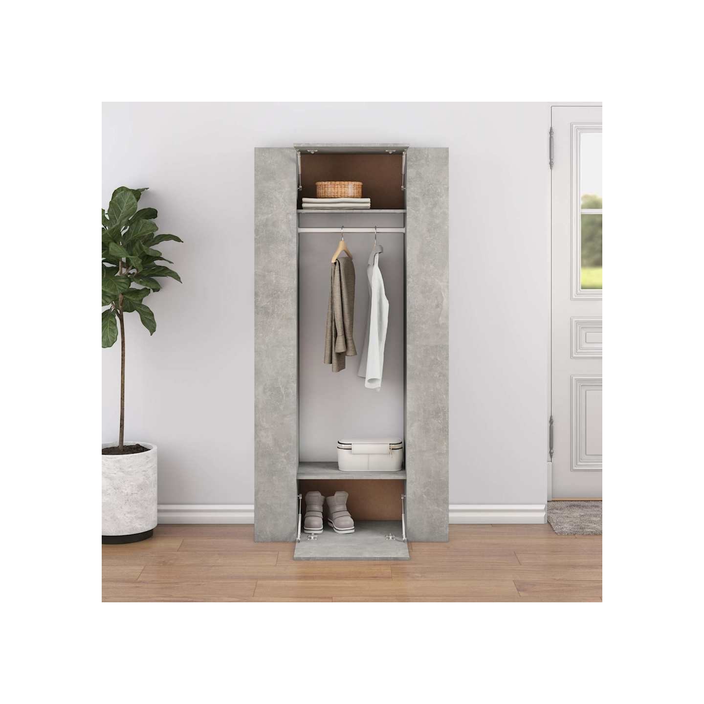 Armoires de couloir 2 pcs gris béton bois d'ingénierie