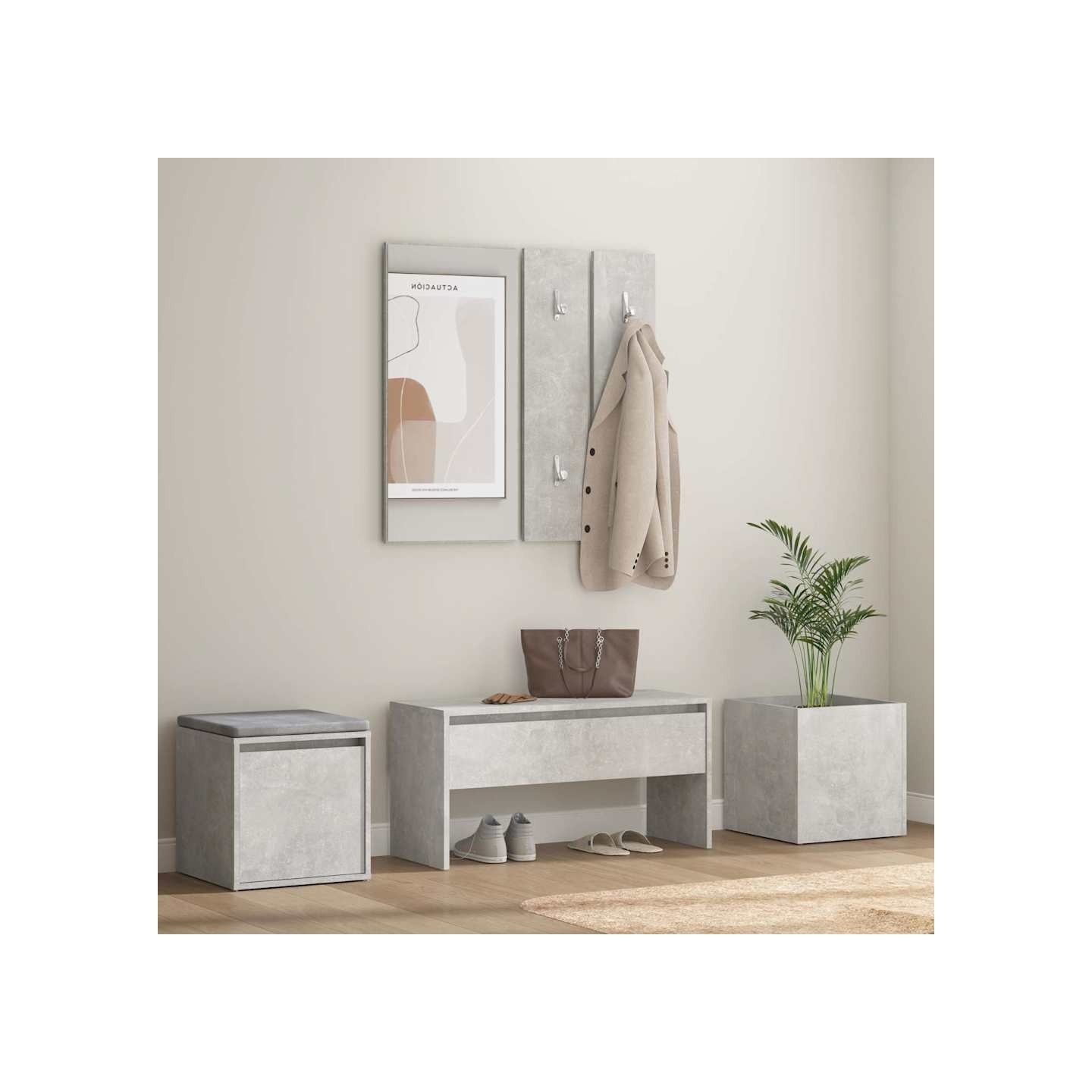 Ensemble de meubles de couloir Gris béton Bois d'ingénierie