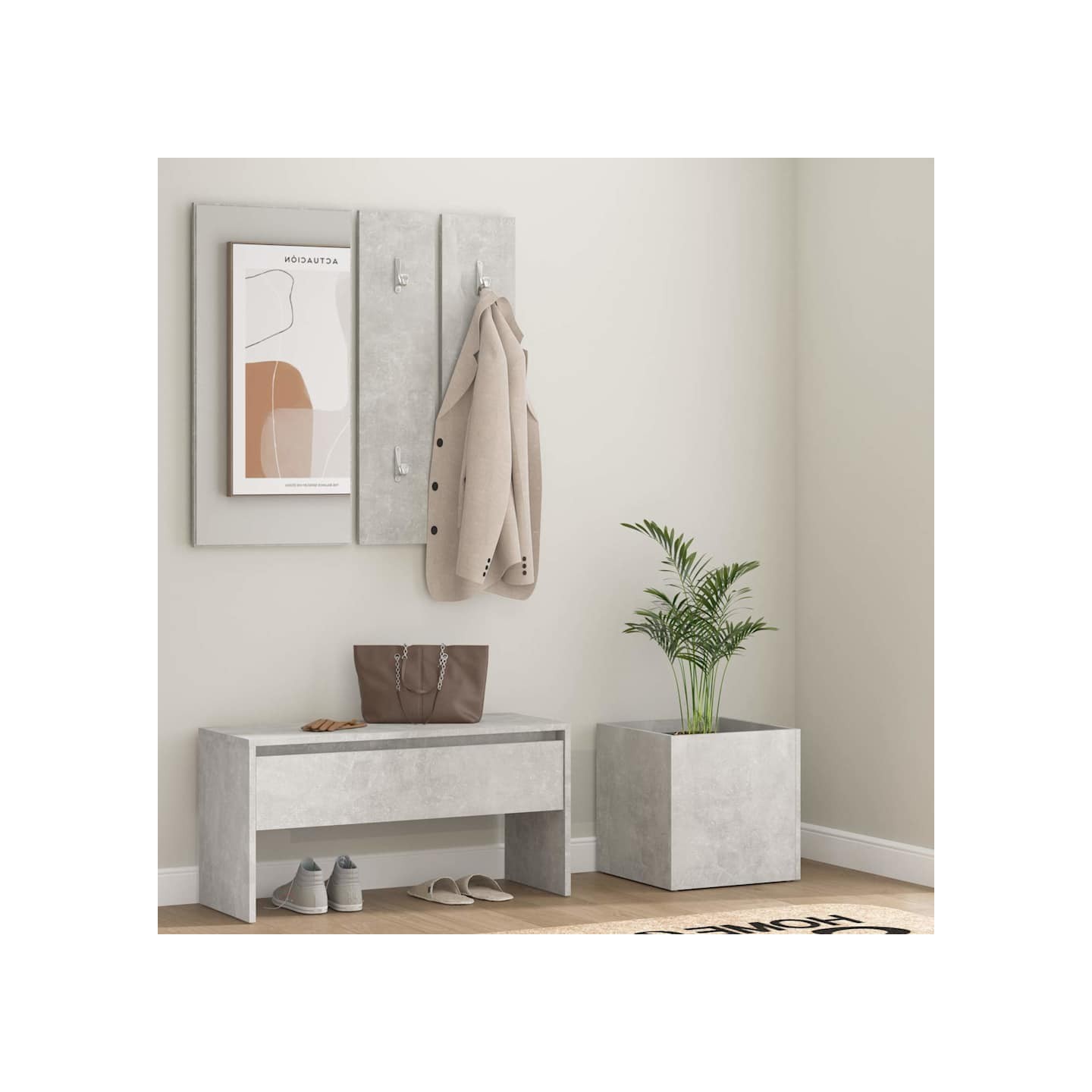Ensemble de meubles de couloir Gris béton Bois d'ingénierie