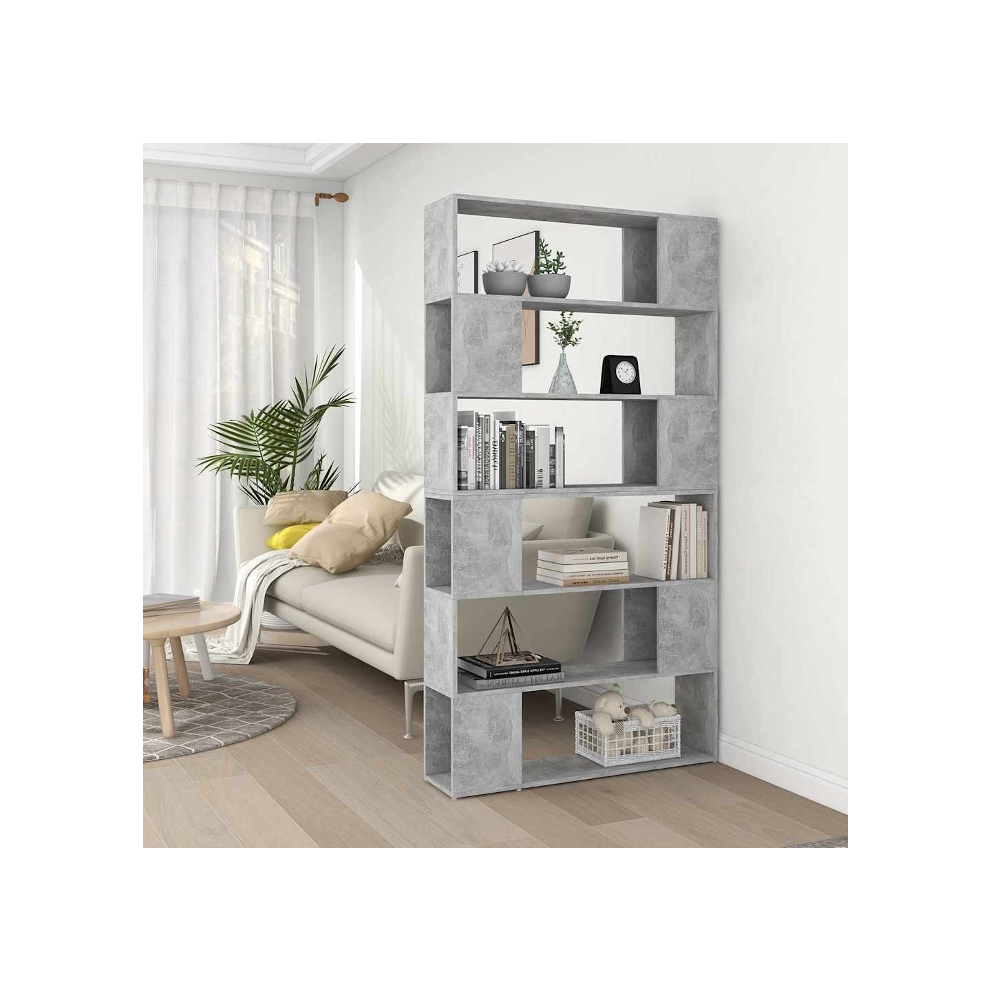 Bibliothèque/Séparateur de pièce Gris béton 100x24x188 cm
