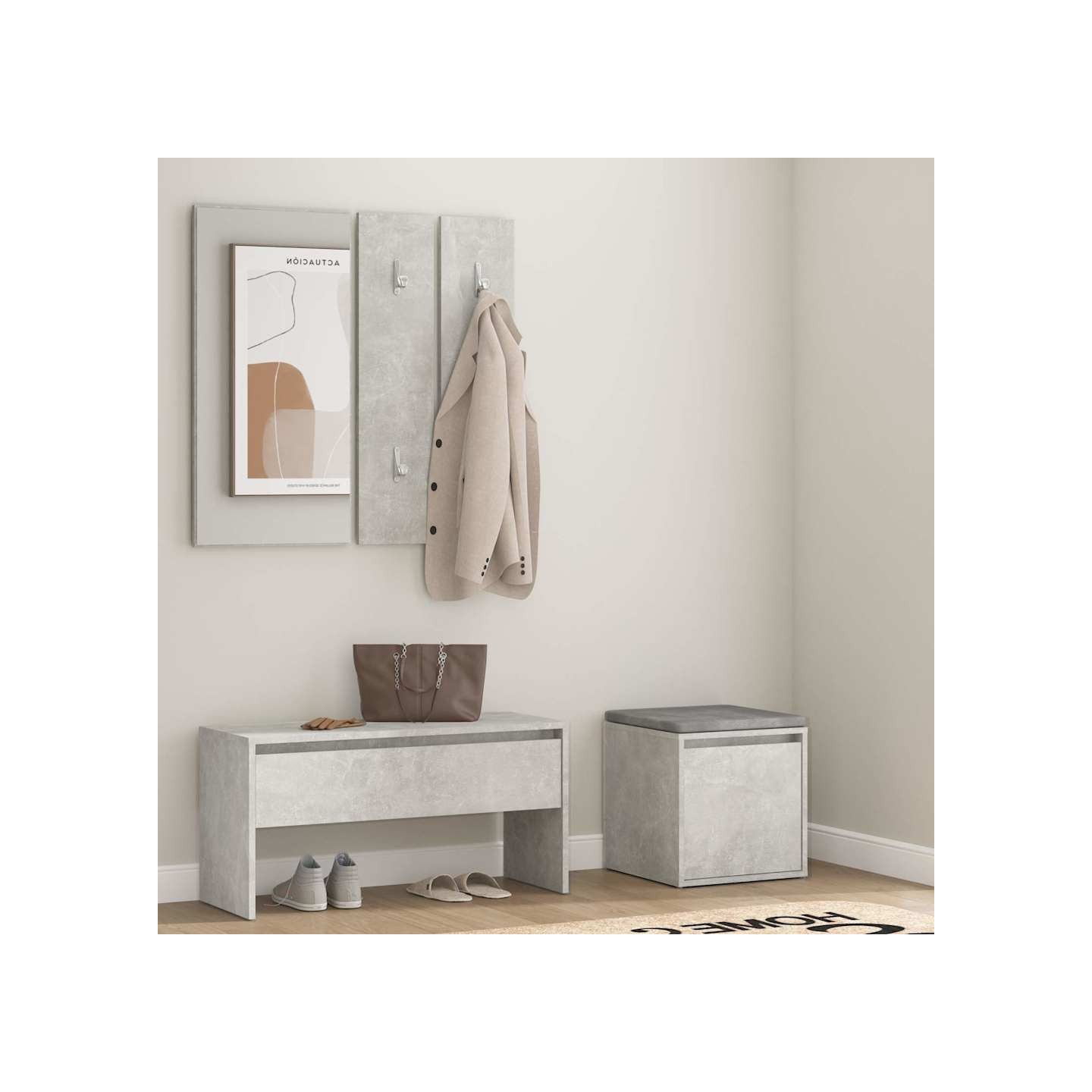 Ensemble de meubles de couloir Gris béton Bois d'ingénierie