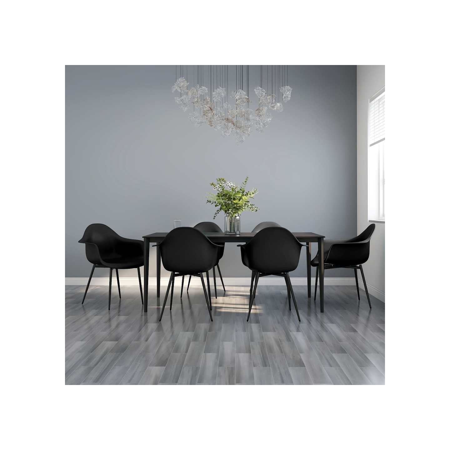 Chaises à manger lot de 6 noir PP