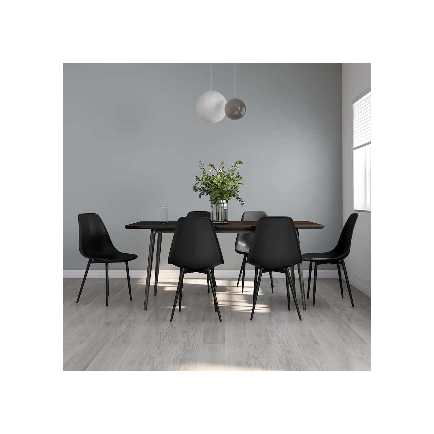 Chaises à manger lot de 6 noir PP