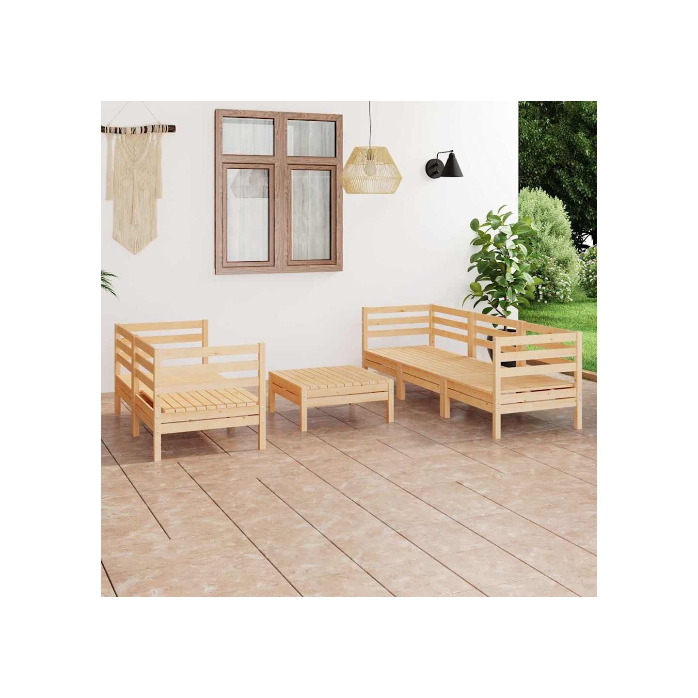 Salon de jardin 6 pcs Bois de pin massif